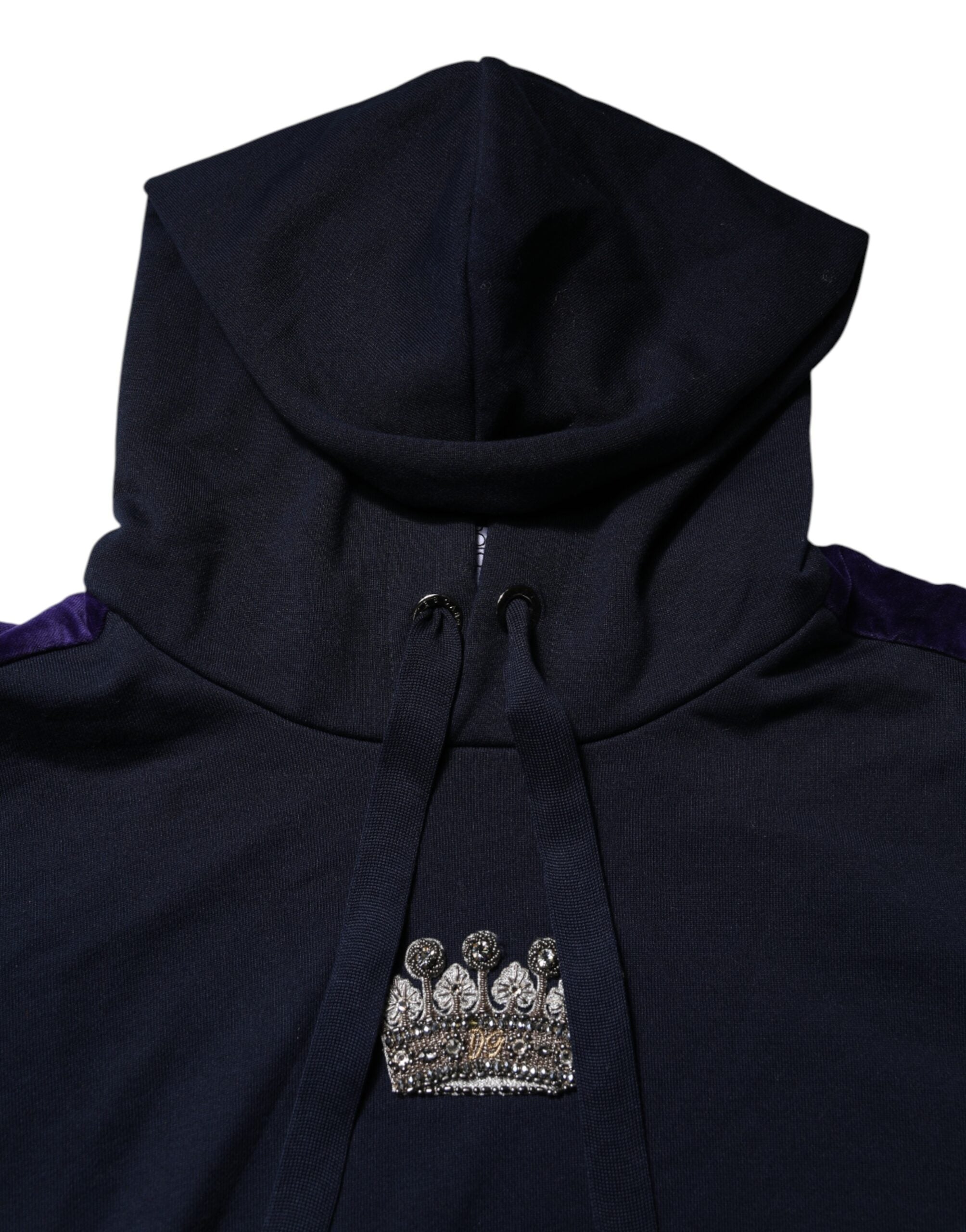 Black Crown Cotton Hooded Sweatshirt Sweater - ventzia