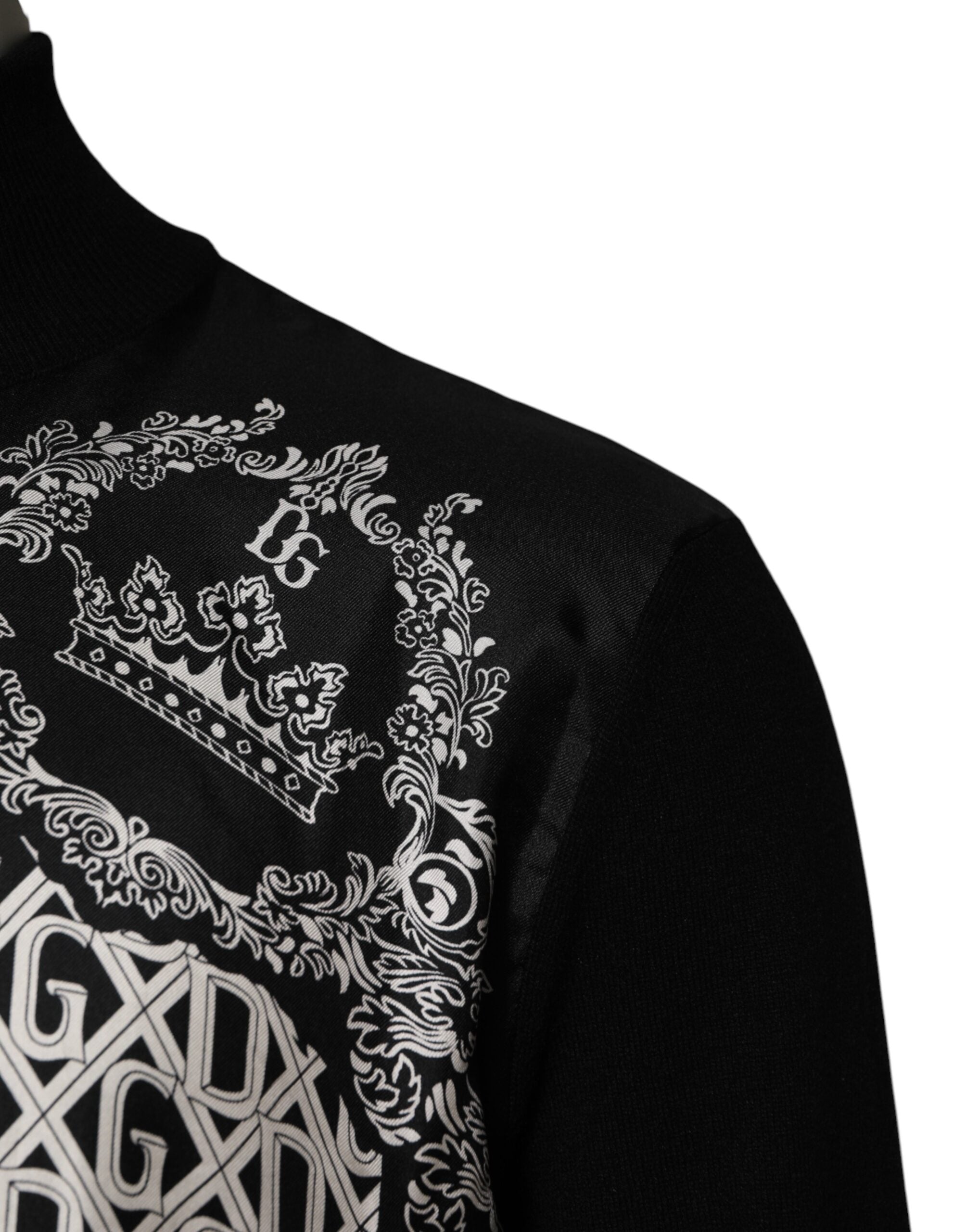 Black White Bandana Print Full Zip Sweater - ventzia