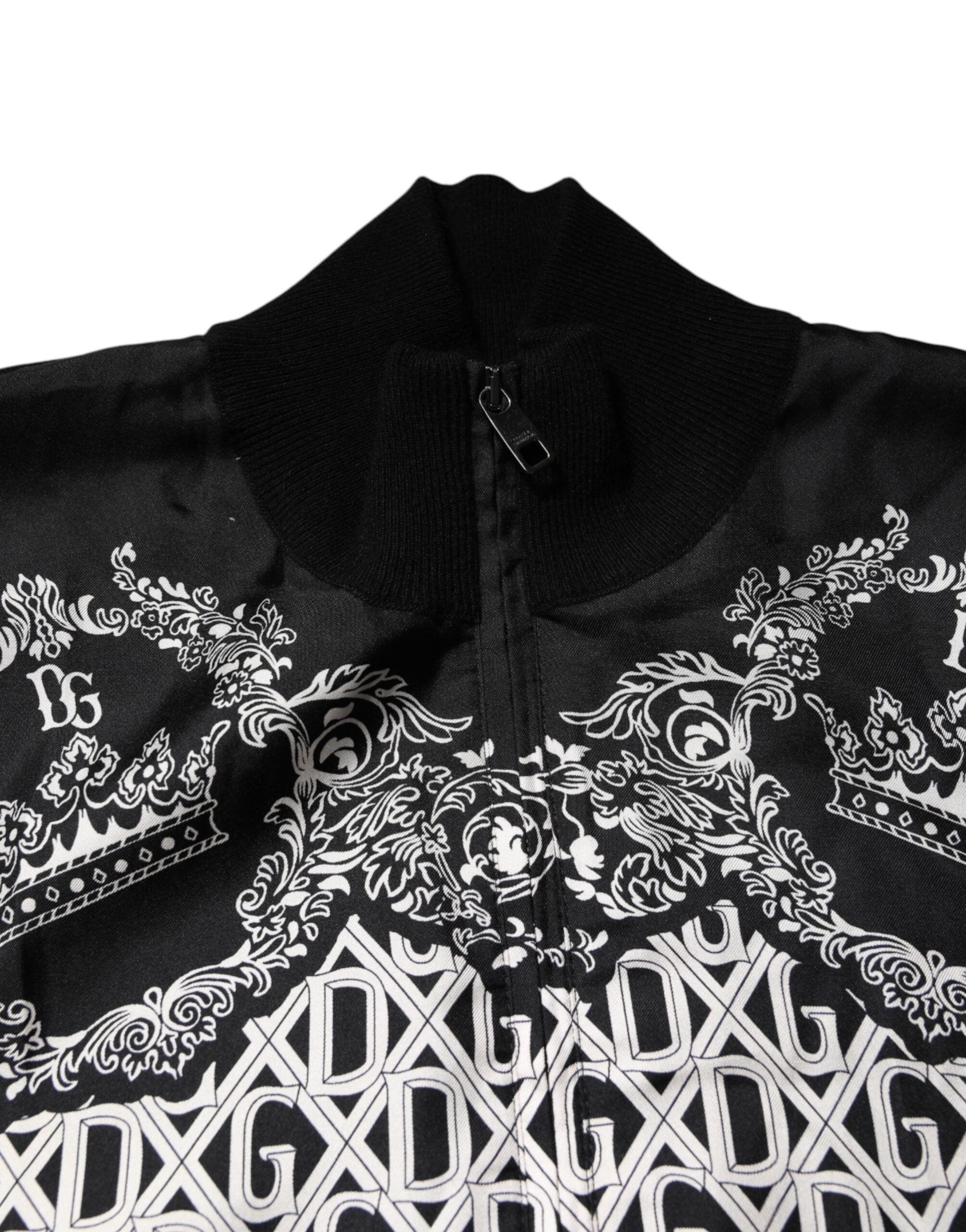 Black White Bandana Print Full Zip Sweater - ventzia