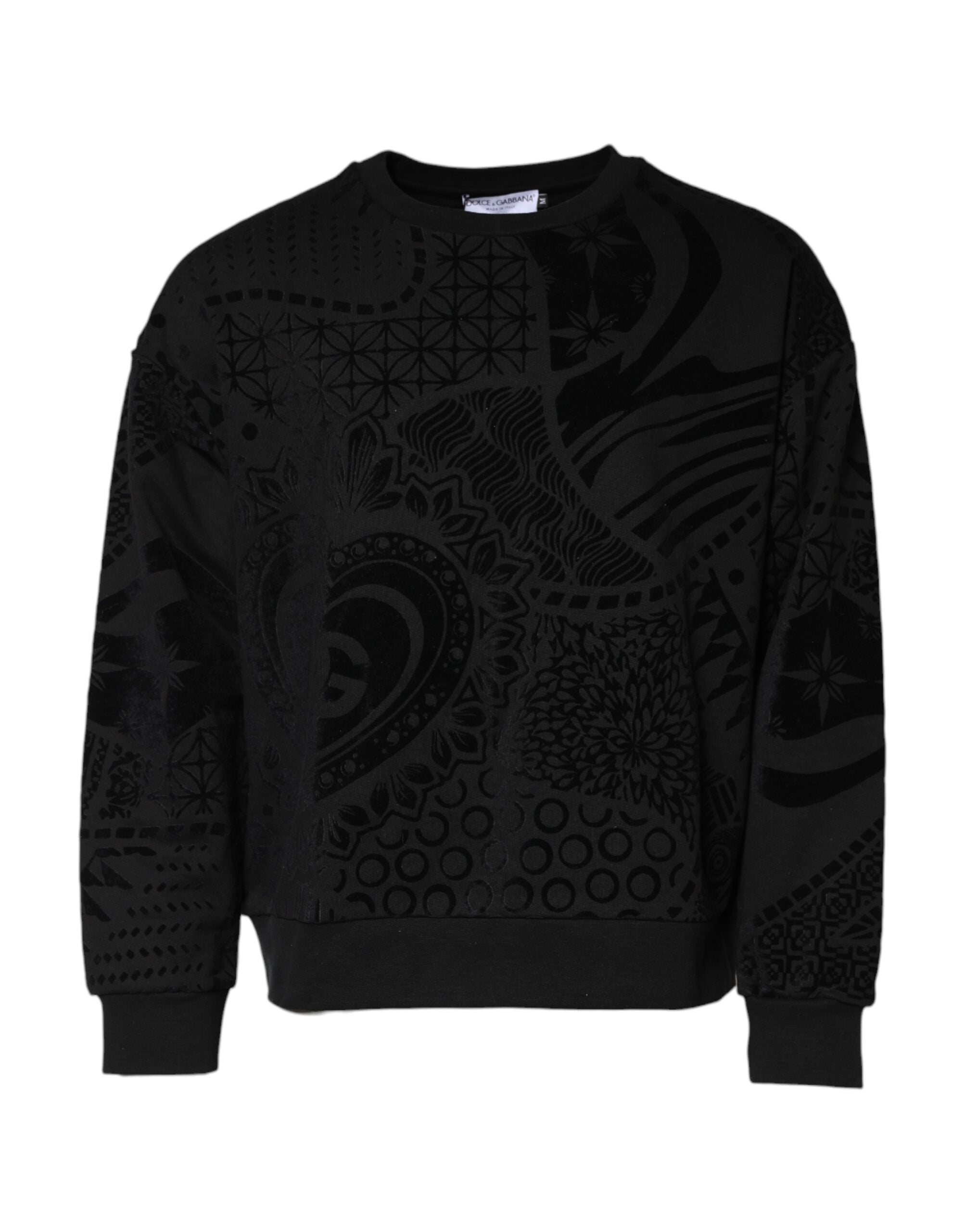 Black Printed Crew Neck Sweatshirt Sweater - ventzia