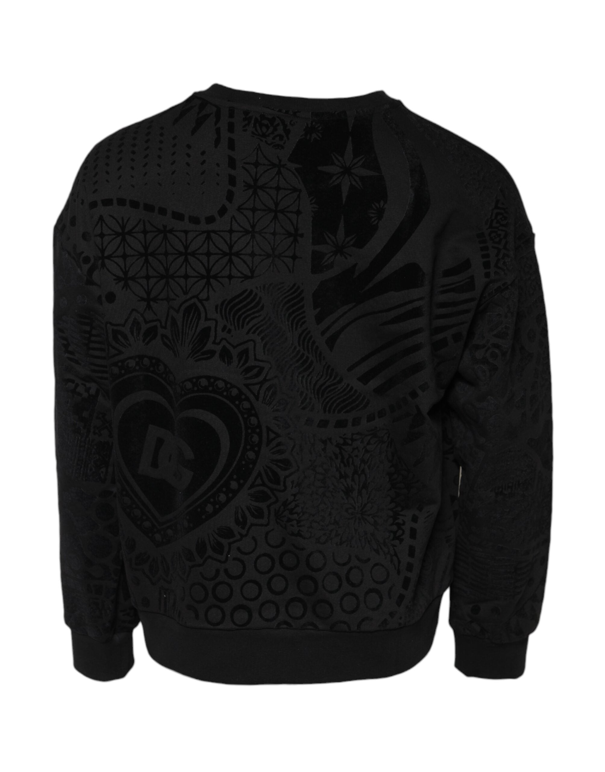 Black Printed Crew Neck Sweatshirt Sweater - ventzia