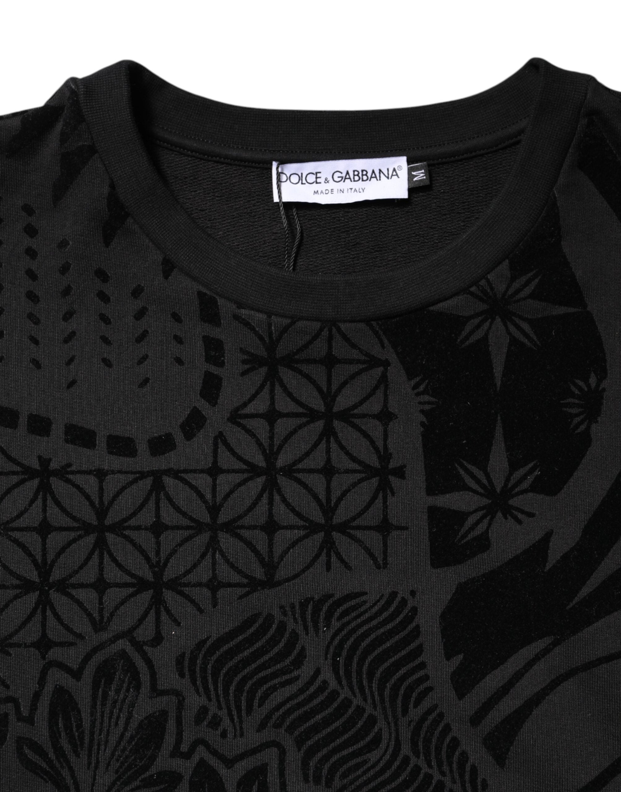 Black Printed Crew Neck Sweatshirt Sweater - ventzia