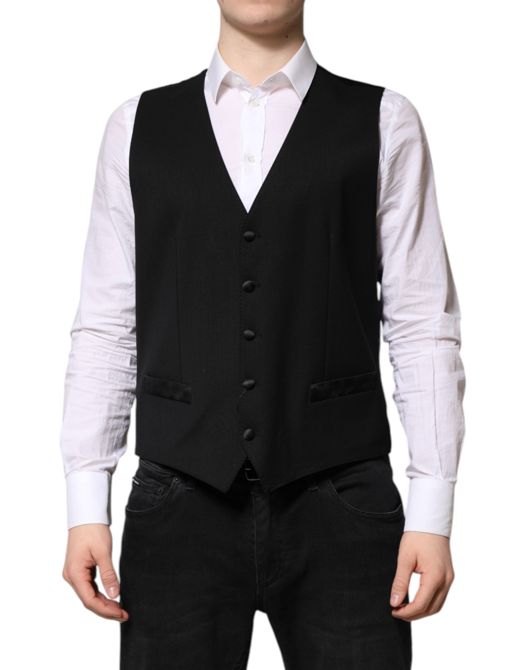 Black Wool Dress Formal Men Waistcoat Vest - ventzia
