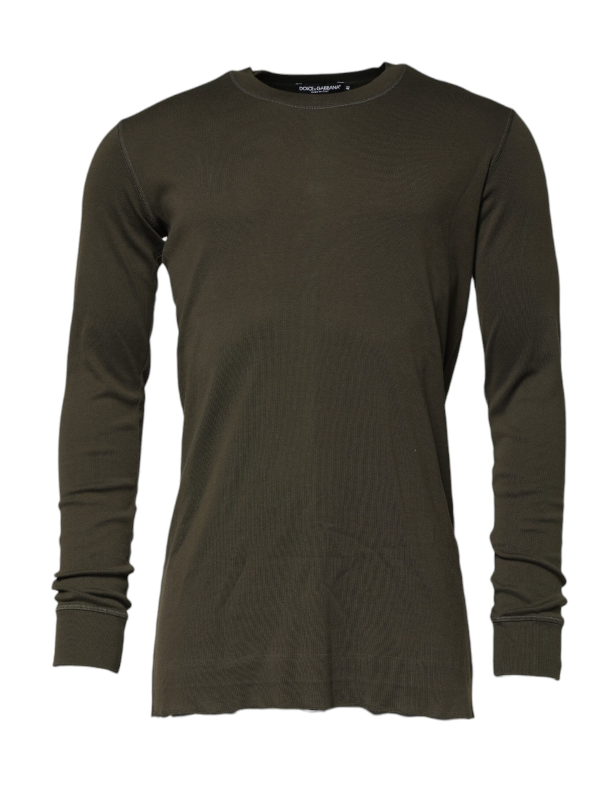 Dark Green Long Sleeves Crew Neck T-shirt - ventzia