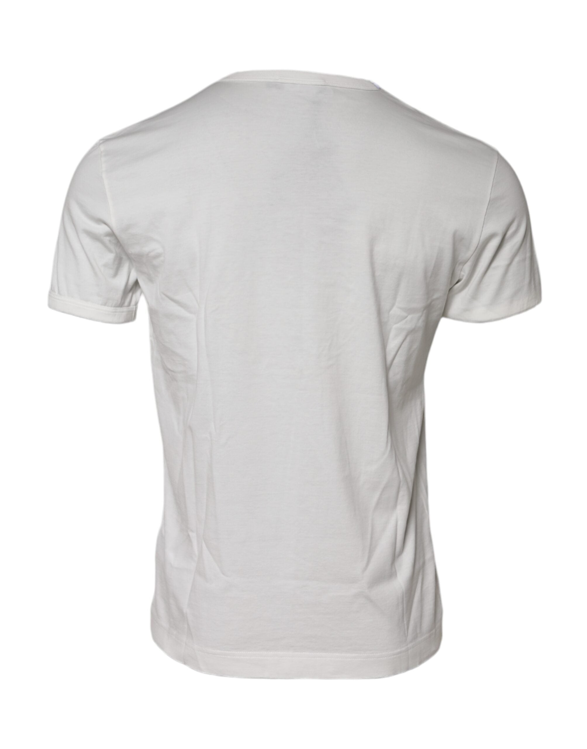 White Cotton DG Crown Embossed T-shirt - ventzia