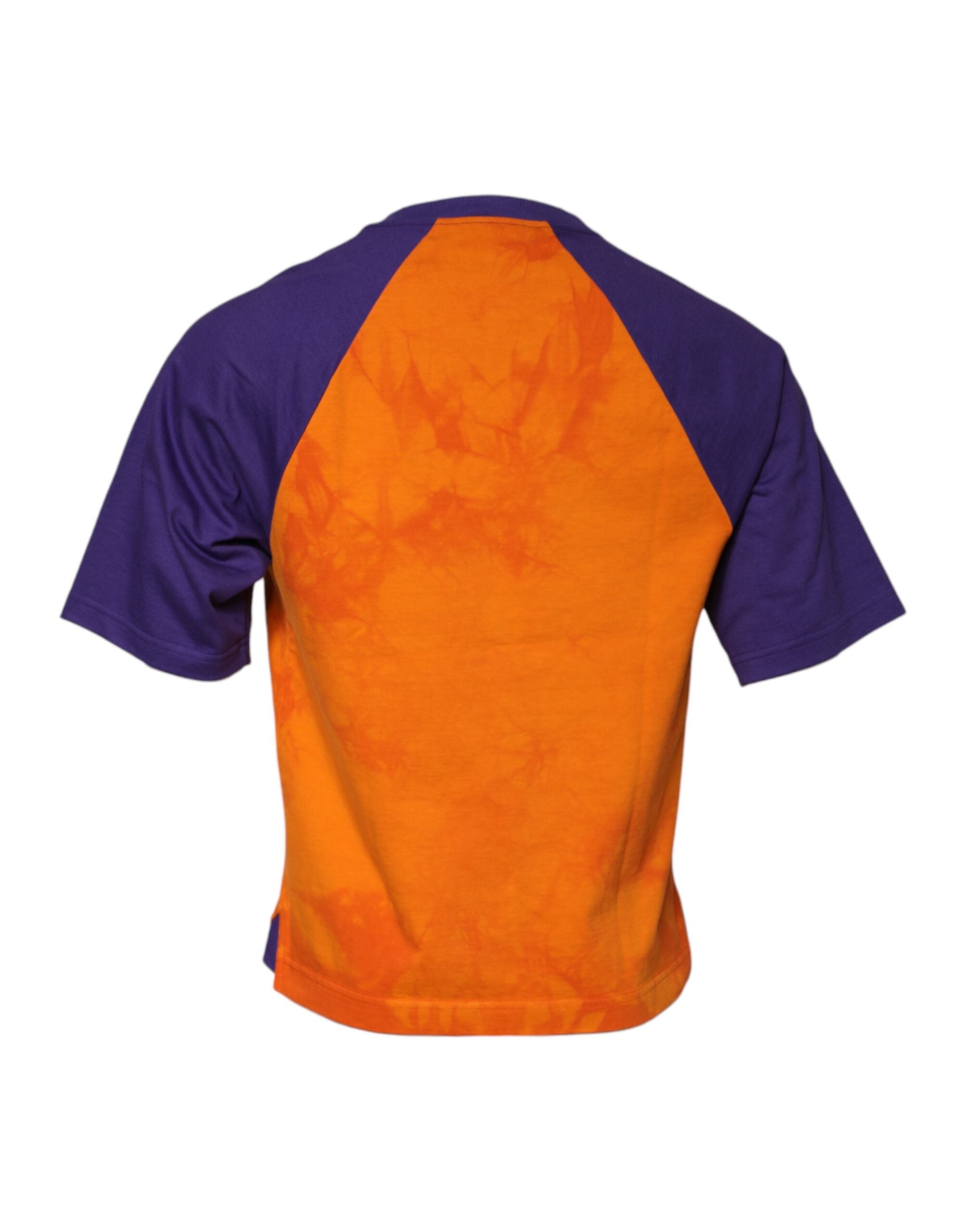 Orange Purple Printed Round Neck T-shirt - ventzia