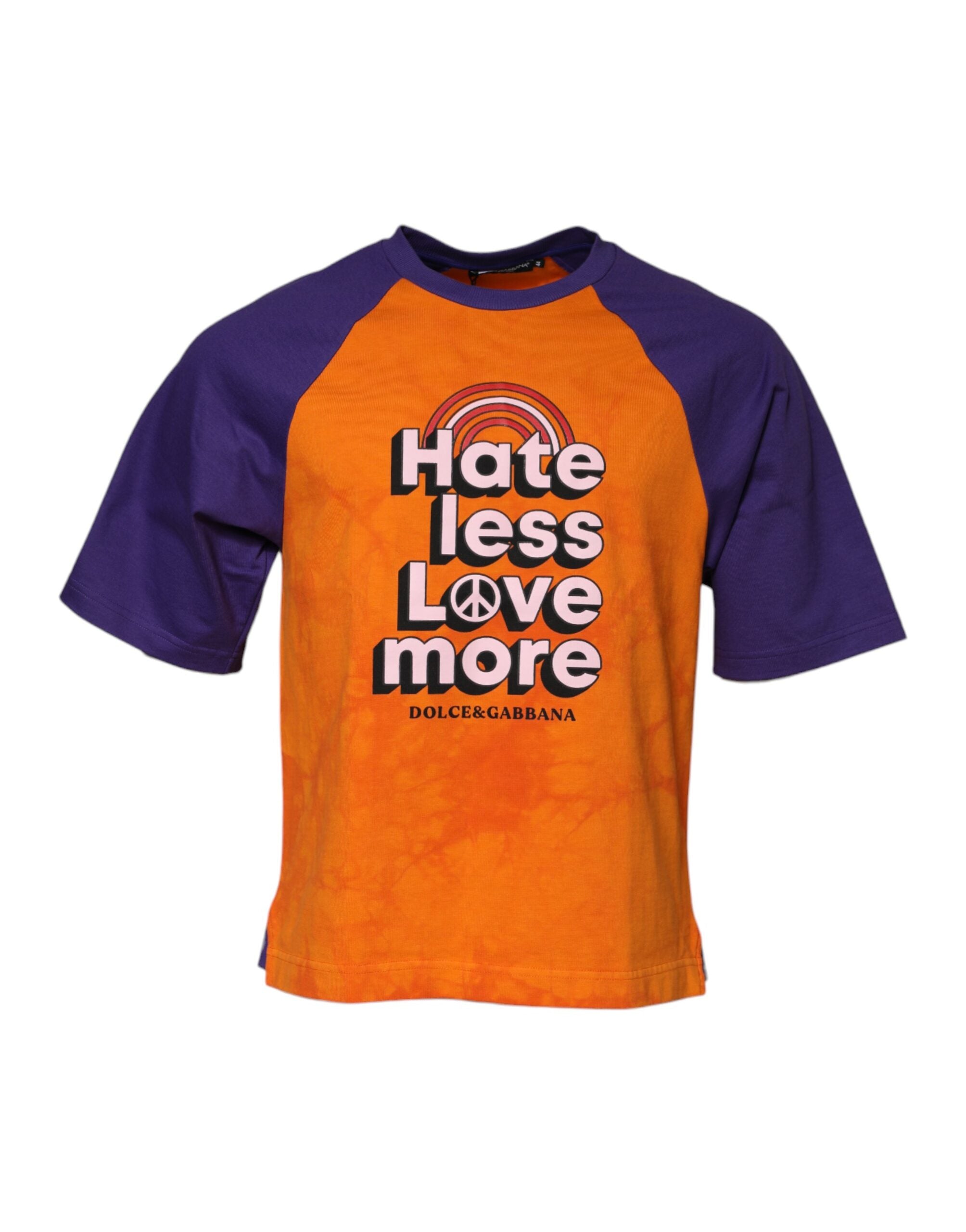 Orange Purple Printed Round Neck T-shirt - ventzia