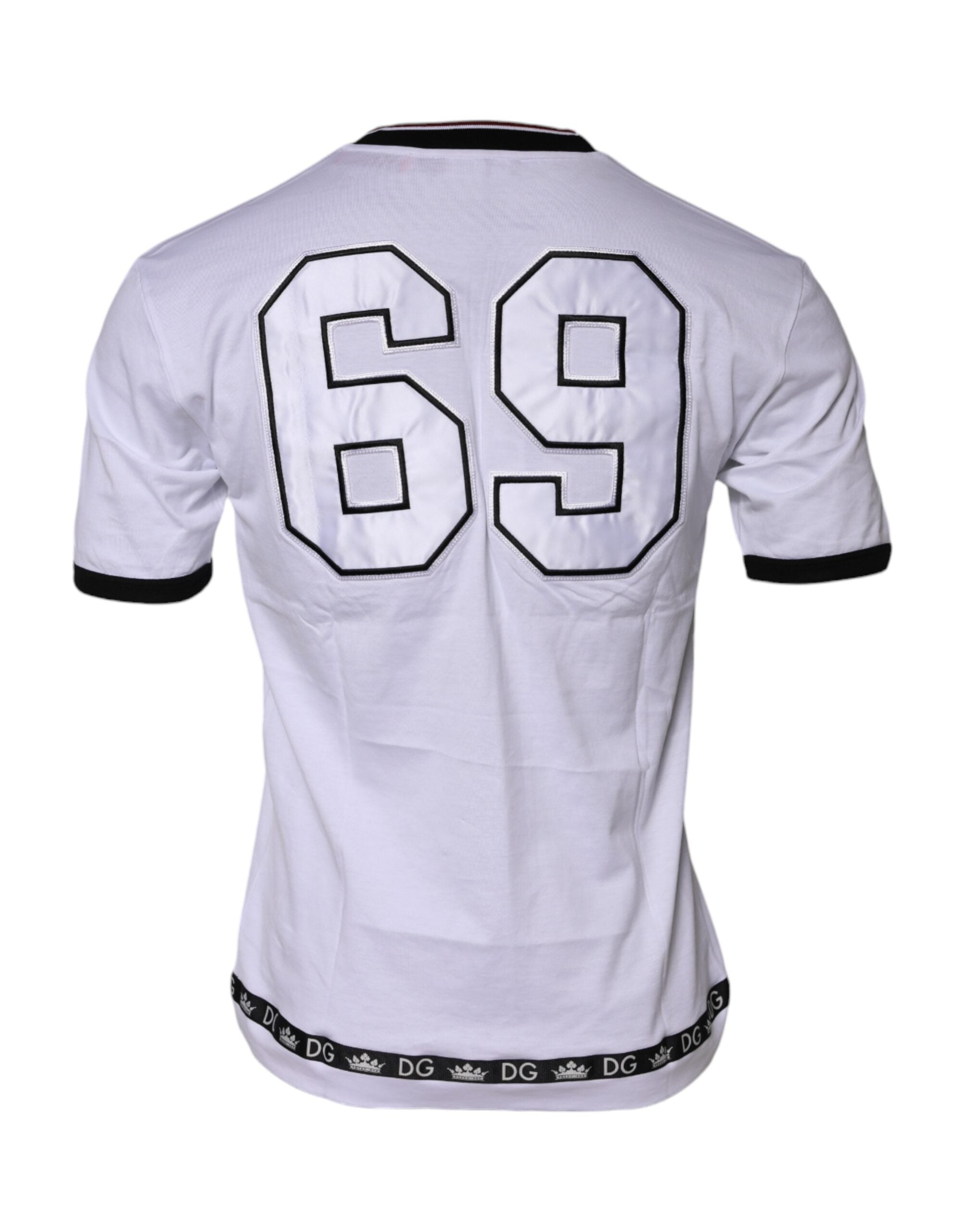 White Cotton Crown King Embroidery T-shirt - ventzia