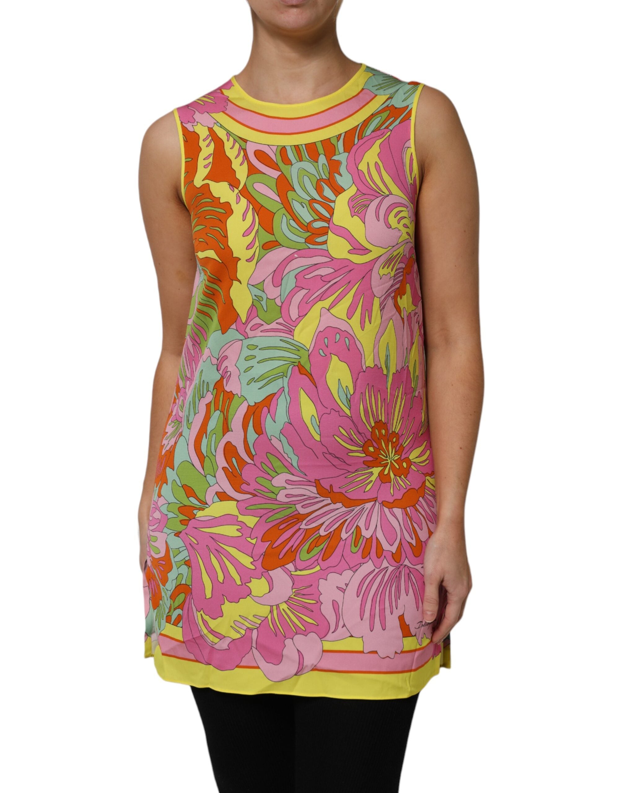Multicolor Floral Roundneck Sleeveless Top - ventzia