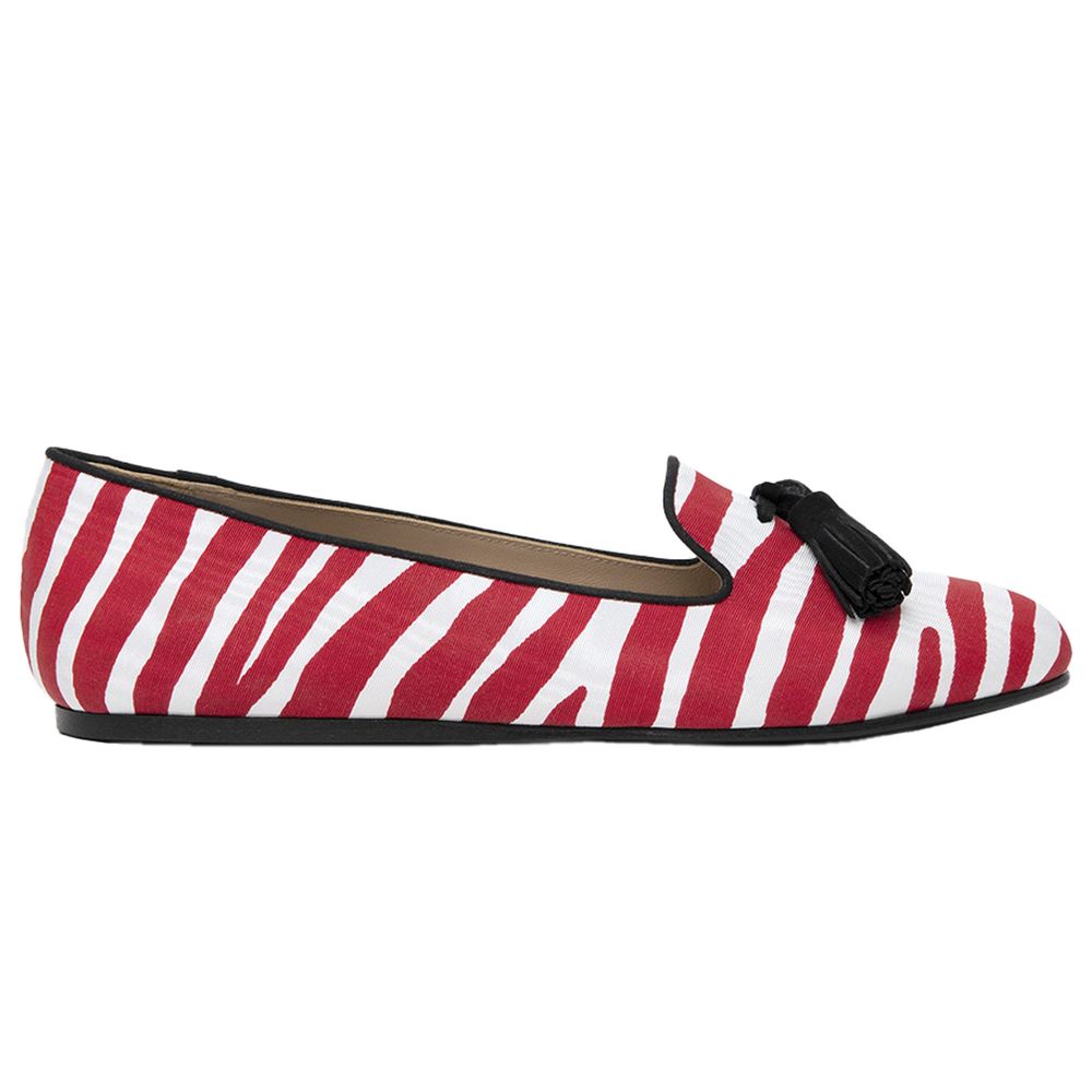 Red Cotton Flat Shoe