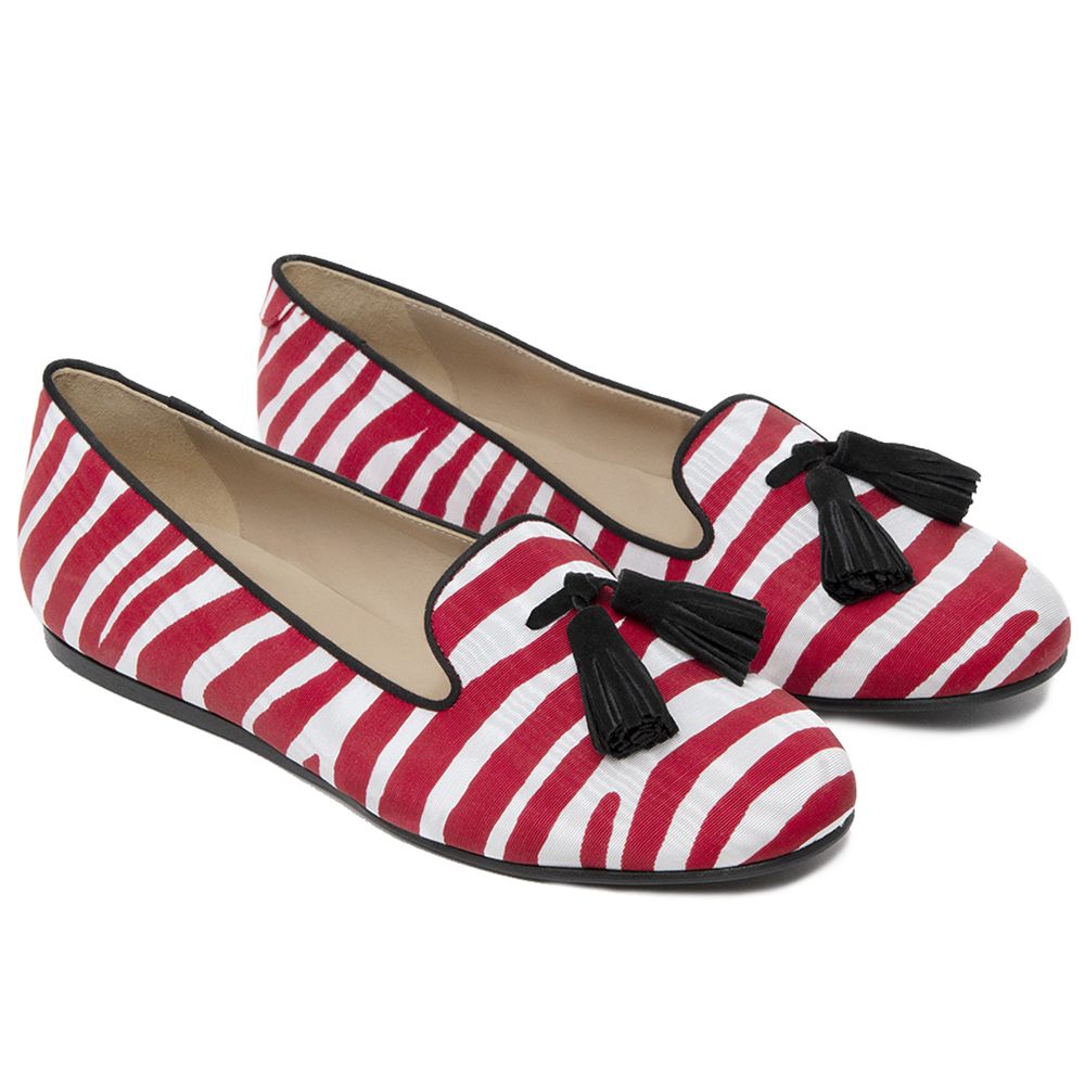 Red Cotton Flat Shoe