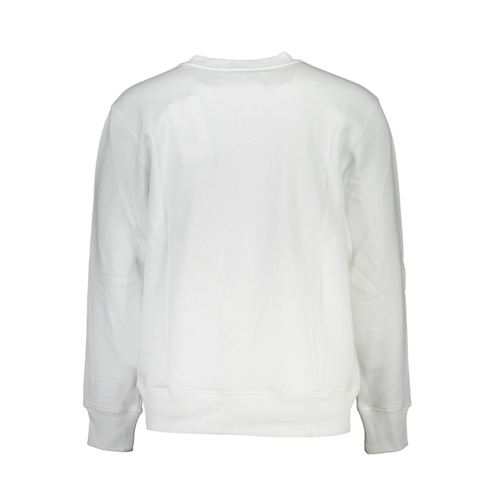 Crisp White Crew Neck Cotton-Blend Sweater - ventzia