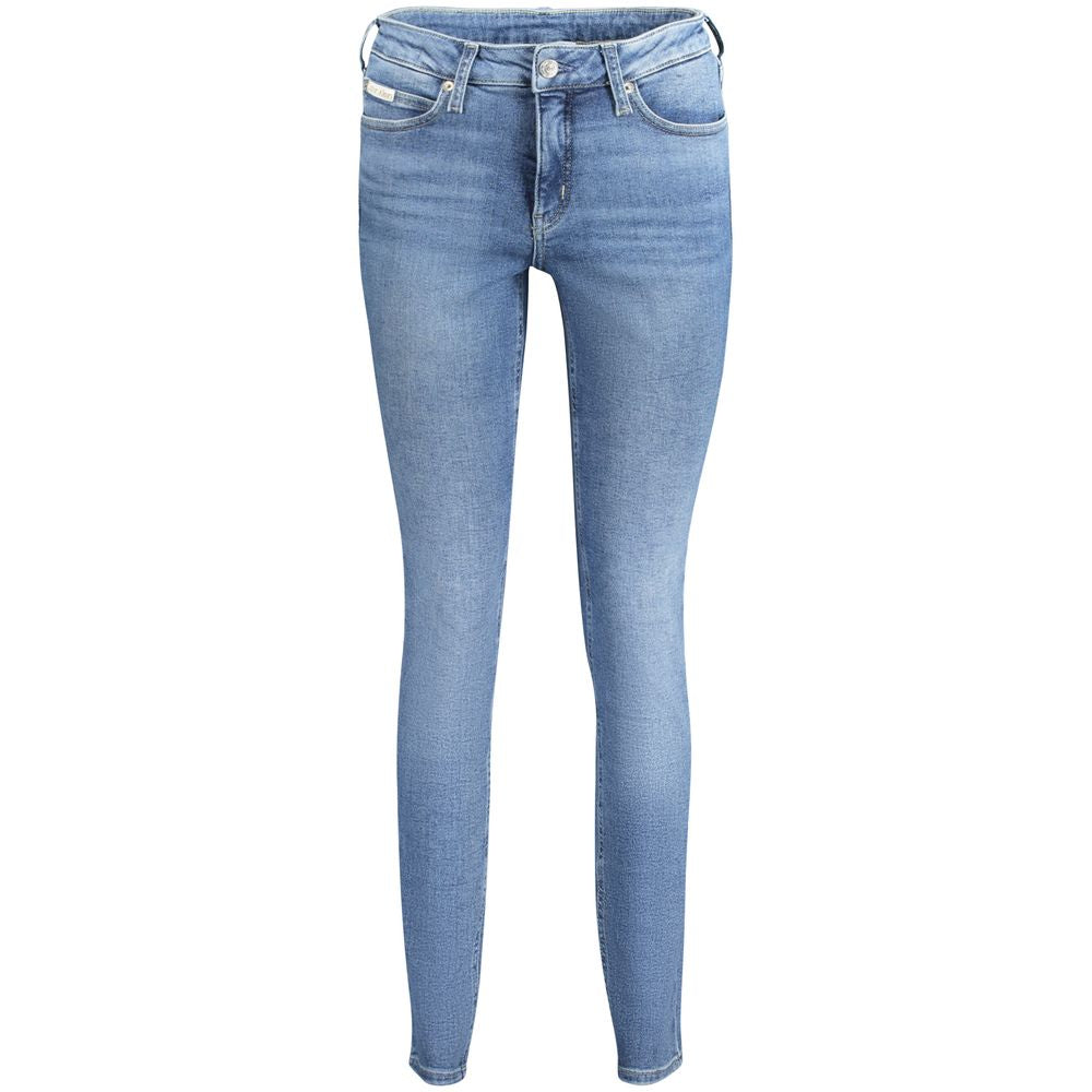 Blu Cotton Women Jeans - ventzia