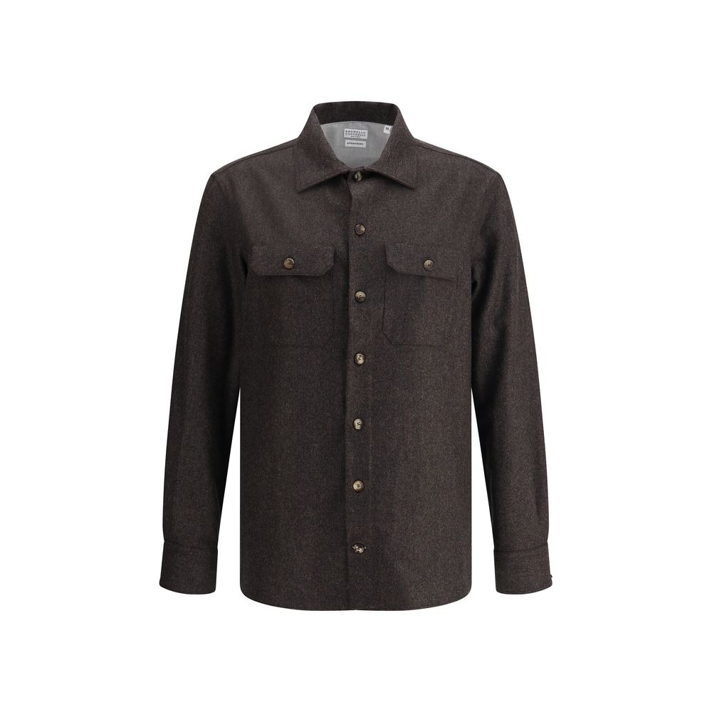 Brown Fleece Wool Pattern Shirt - ventzia