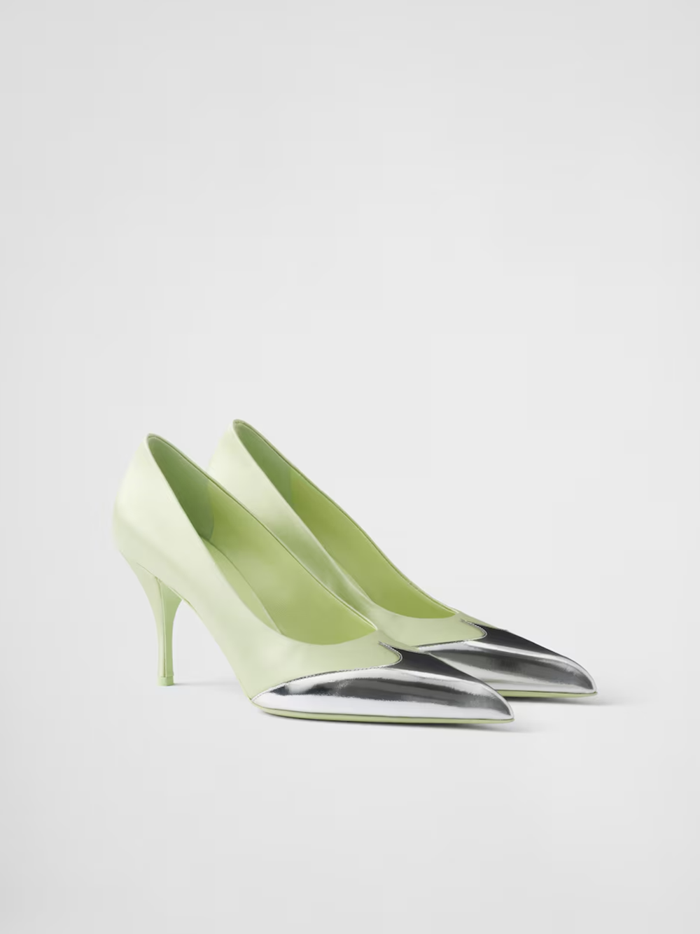 Satin And Metallic Leather Pumps - ventzia
