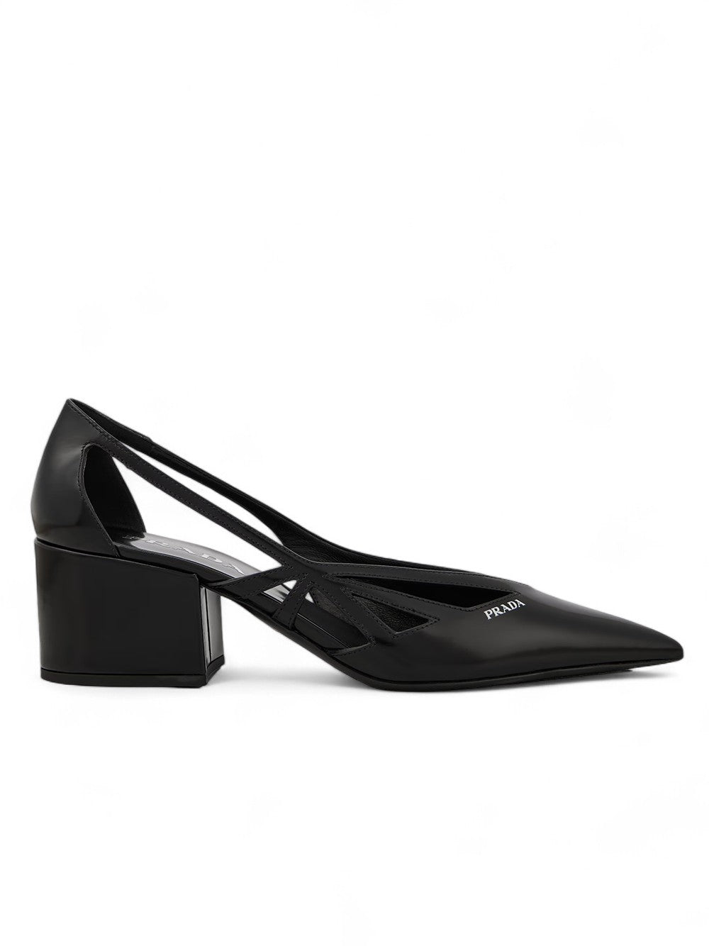 Black Leather Cut-Out Pumps 55 - ventzia