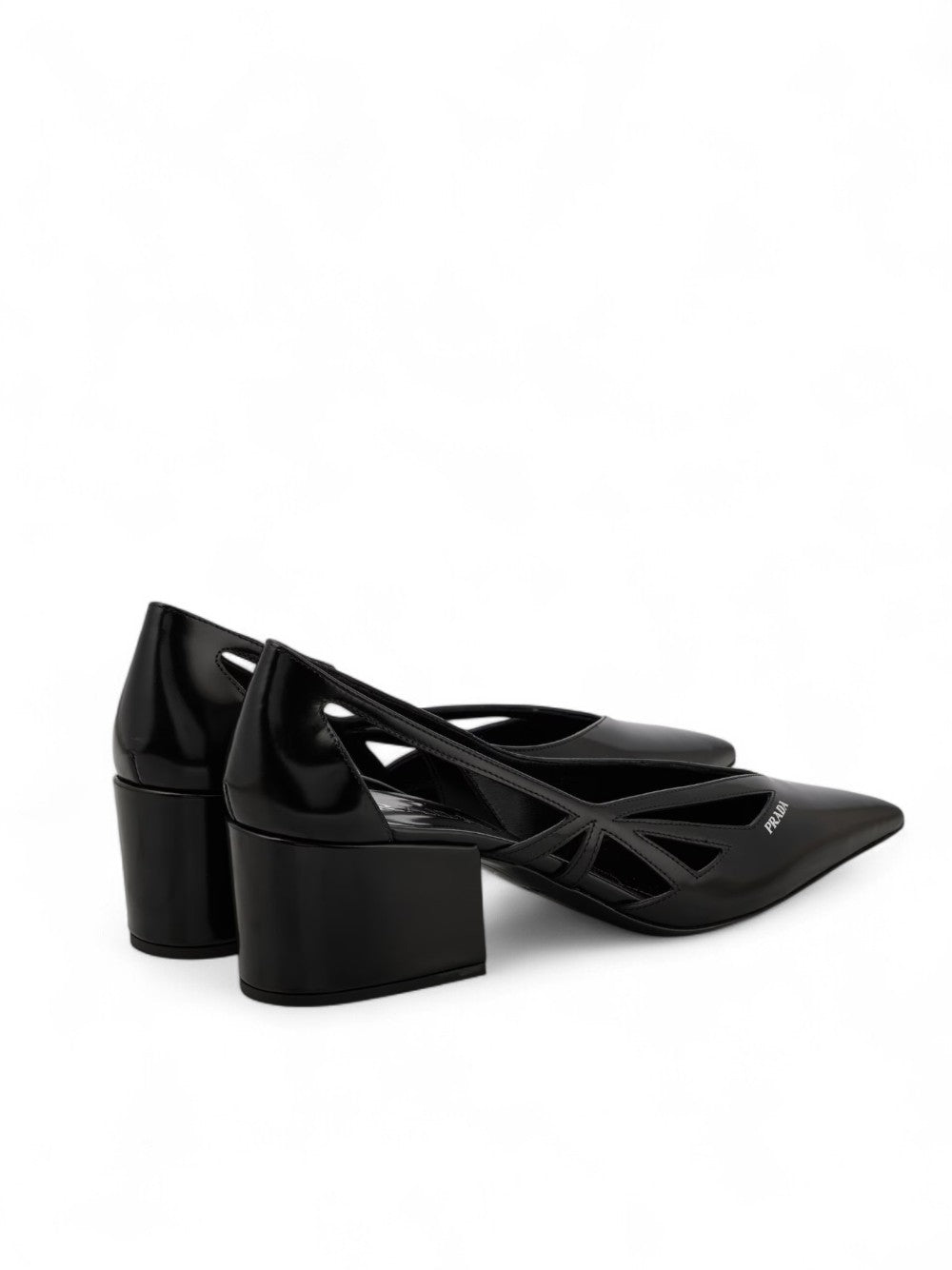 Black Leather Cut-Out Pumps 55 - ventzia