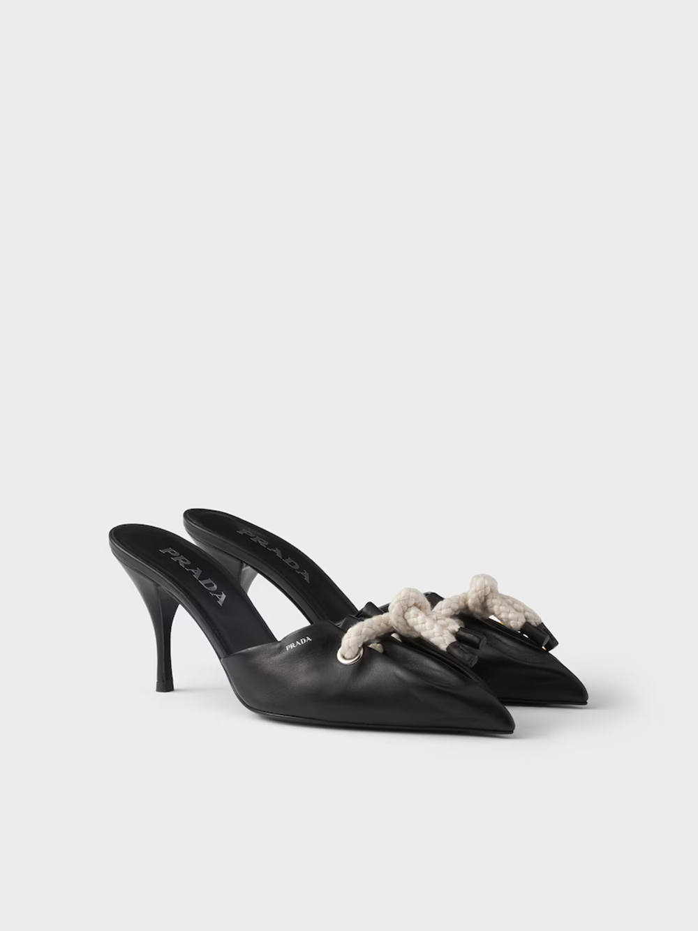 Black Nappa Leather Rope Detail  Sandals - ventzia