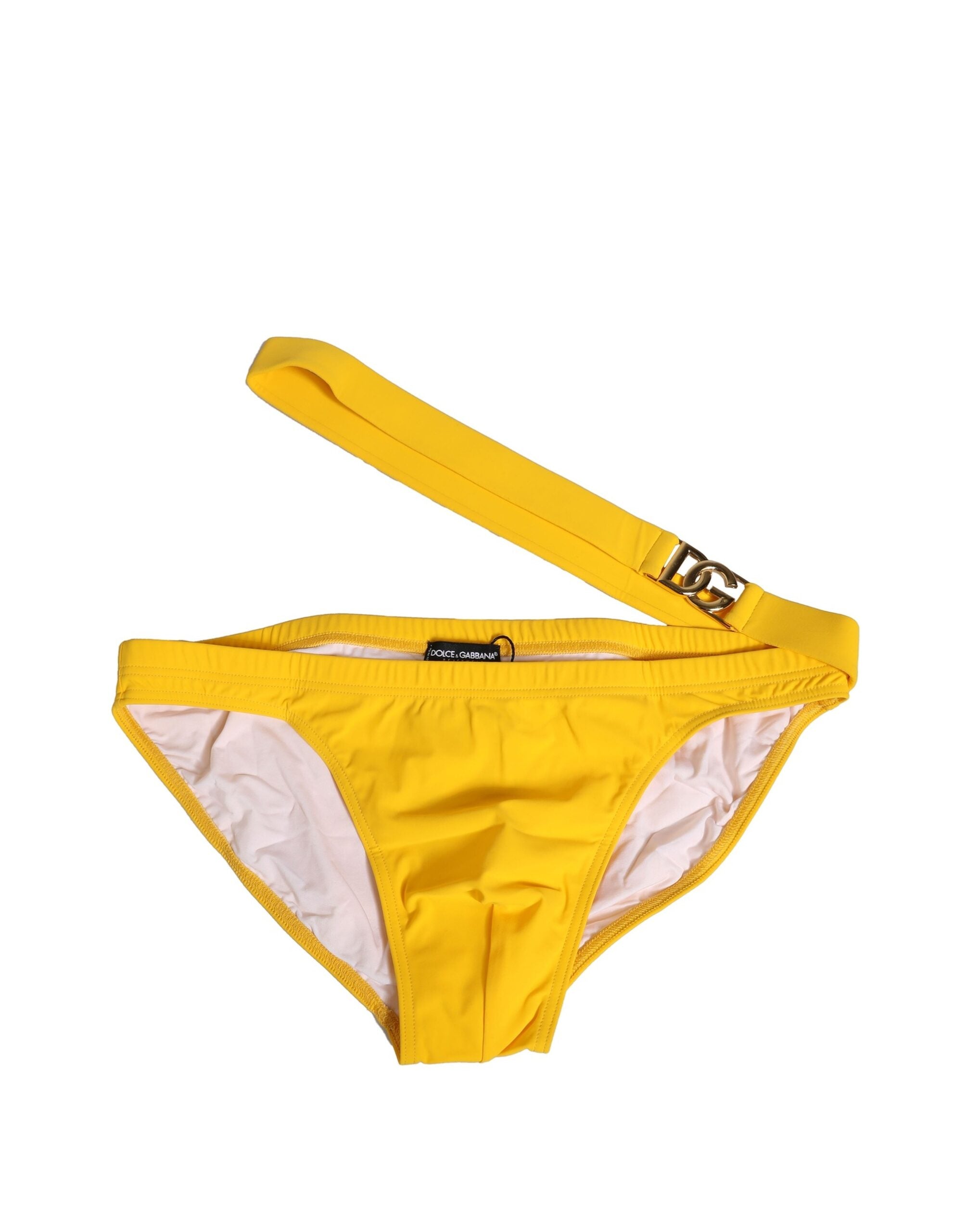Yellow Waistband Logo Beachwear Brief Swimwear - ventzia
