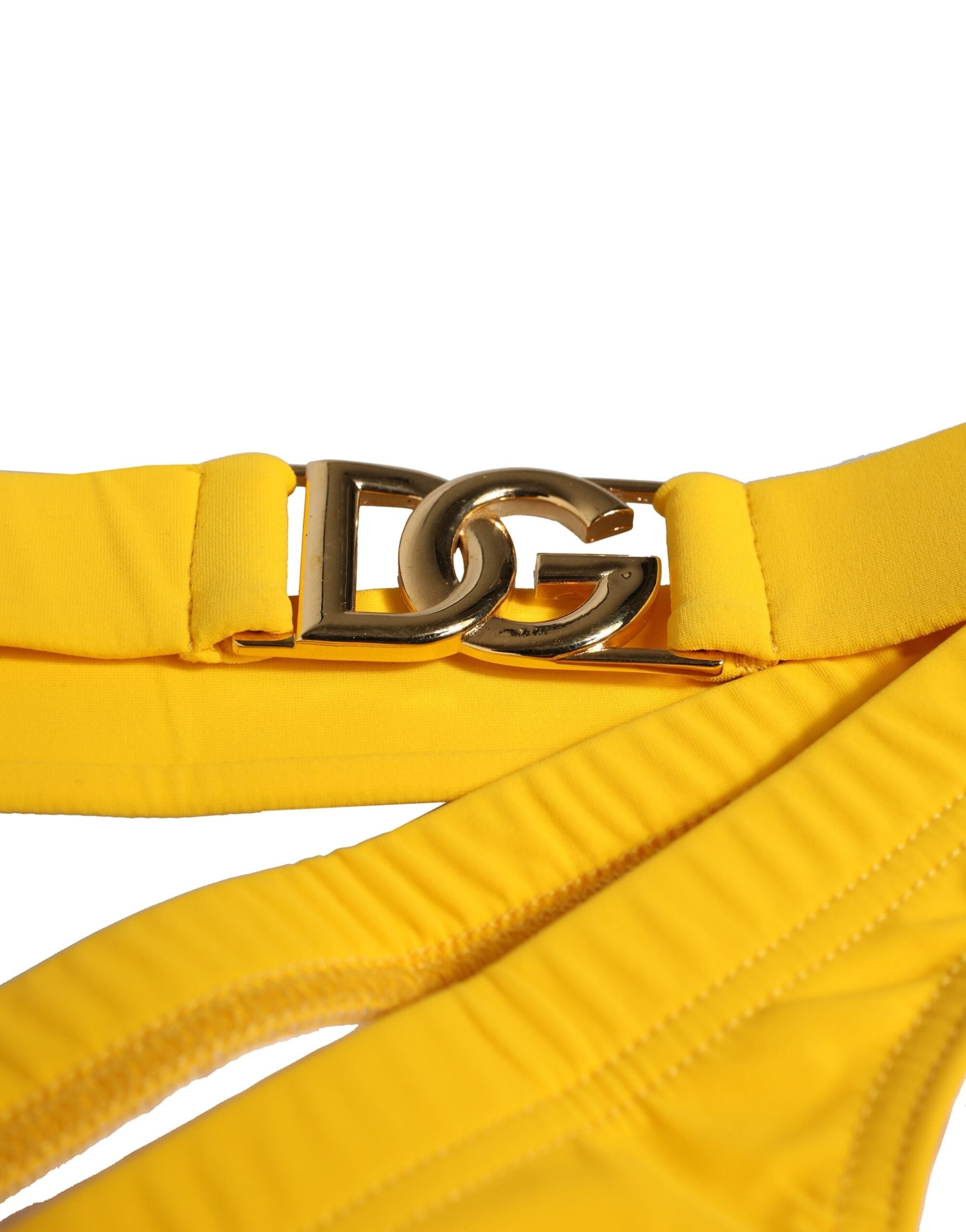 Yellow Waistband Logo Beachwear Brief Swimwear - ventzia