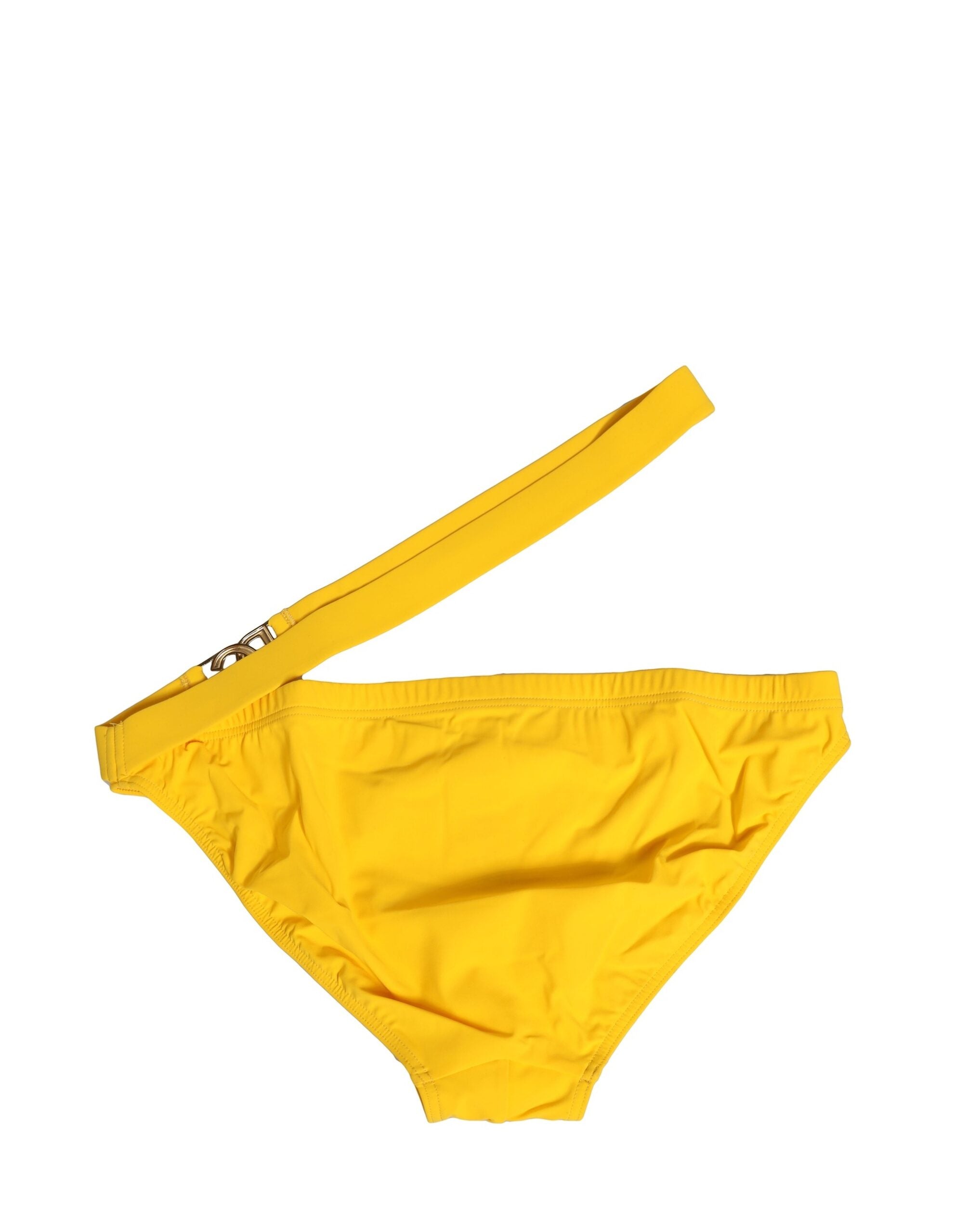 Yellow Waistband Logo Beachwear Brief Swimwear - ventzia