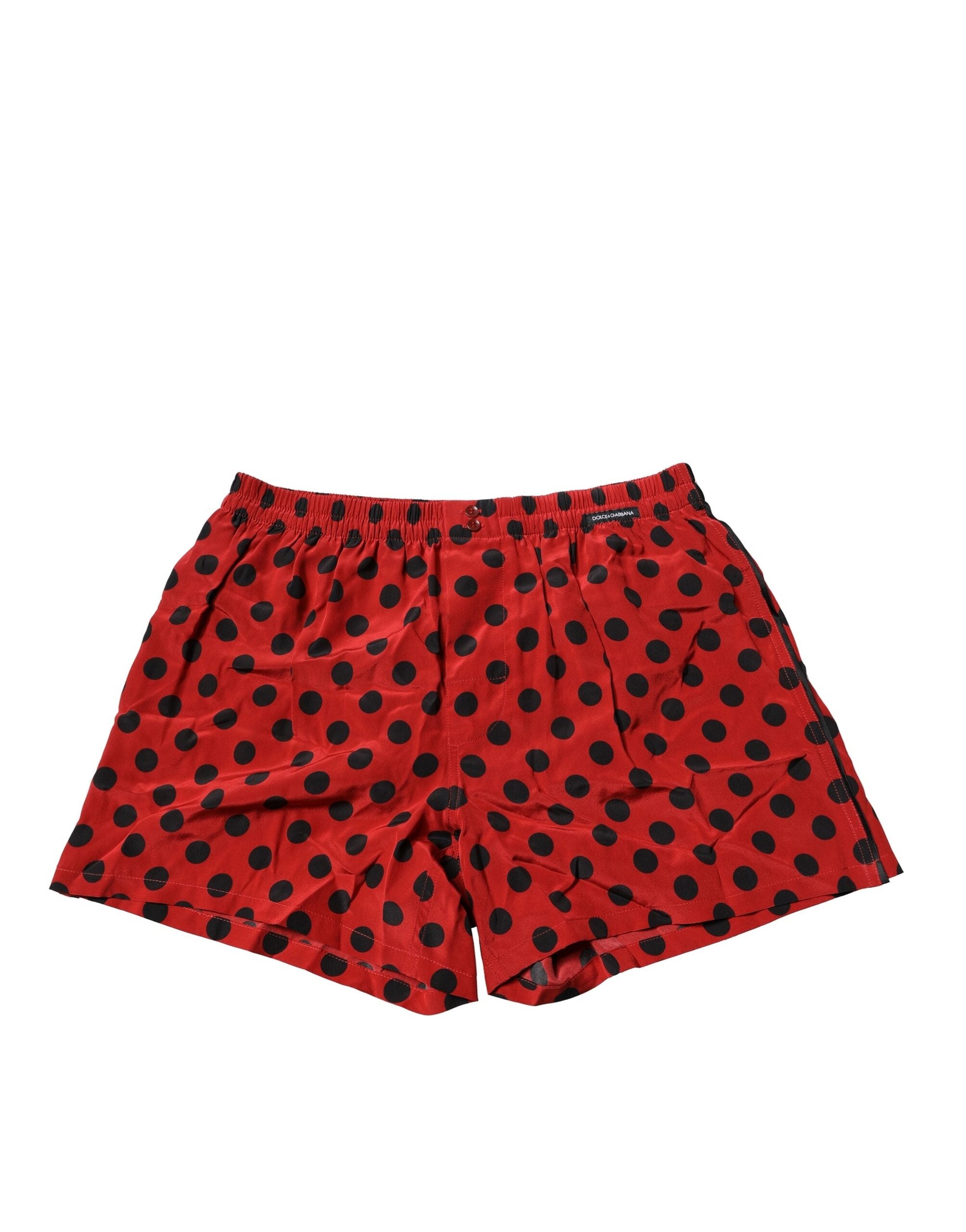 Red Silk Polka Dot Boxer Shorts Underwear - ventzia