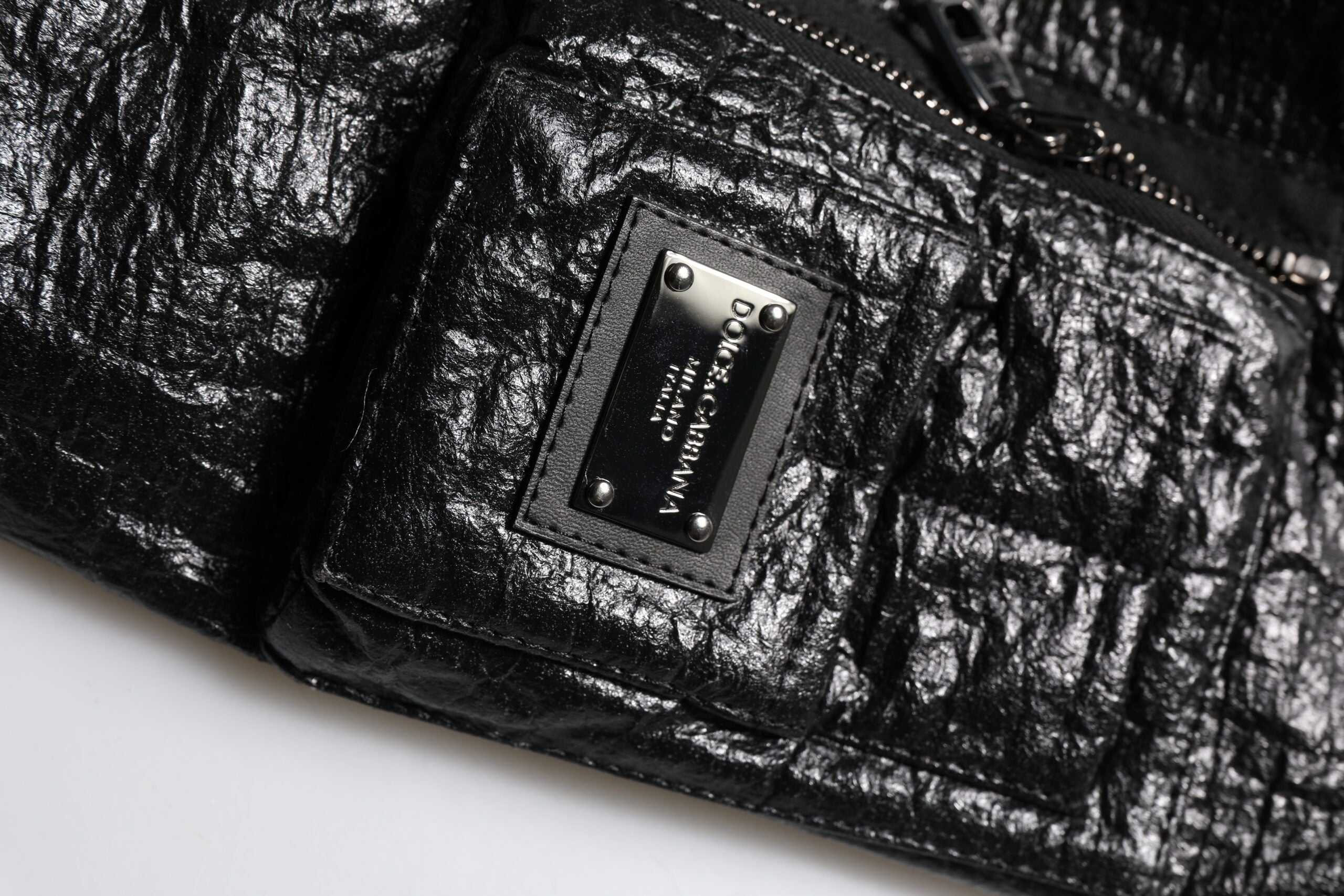 Black Logo Plaque Bomber Full Zipper Jacket - ventzia