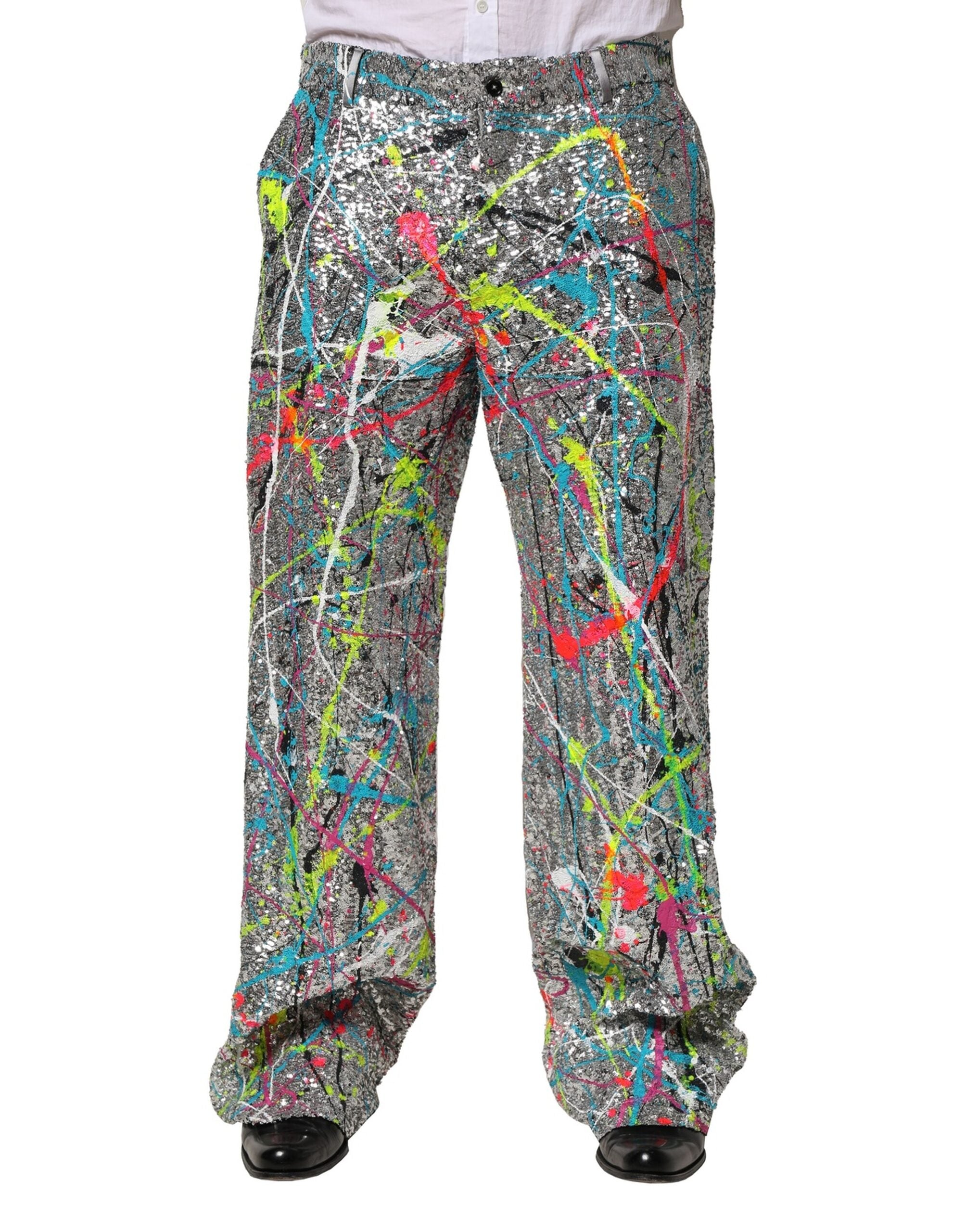 Multicolor Sequined Embellished Pants - ventzia