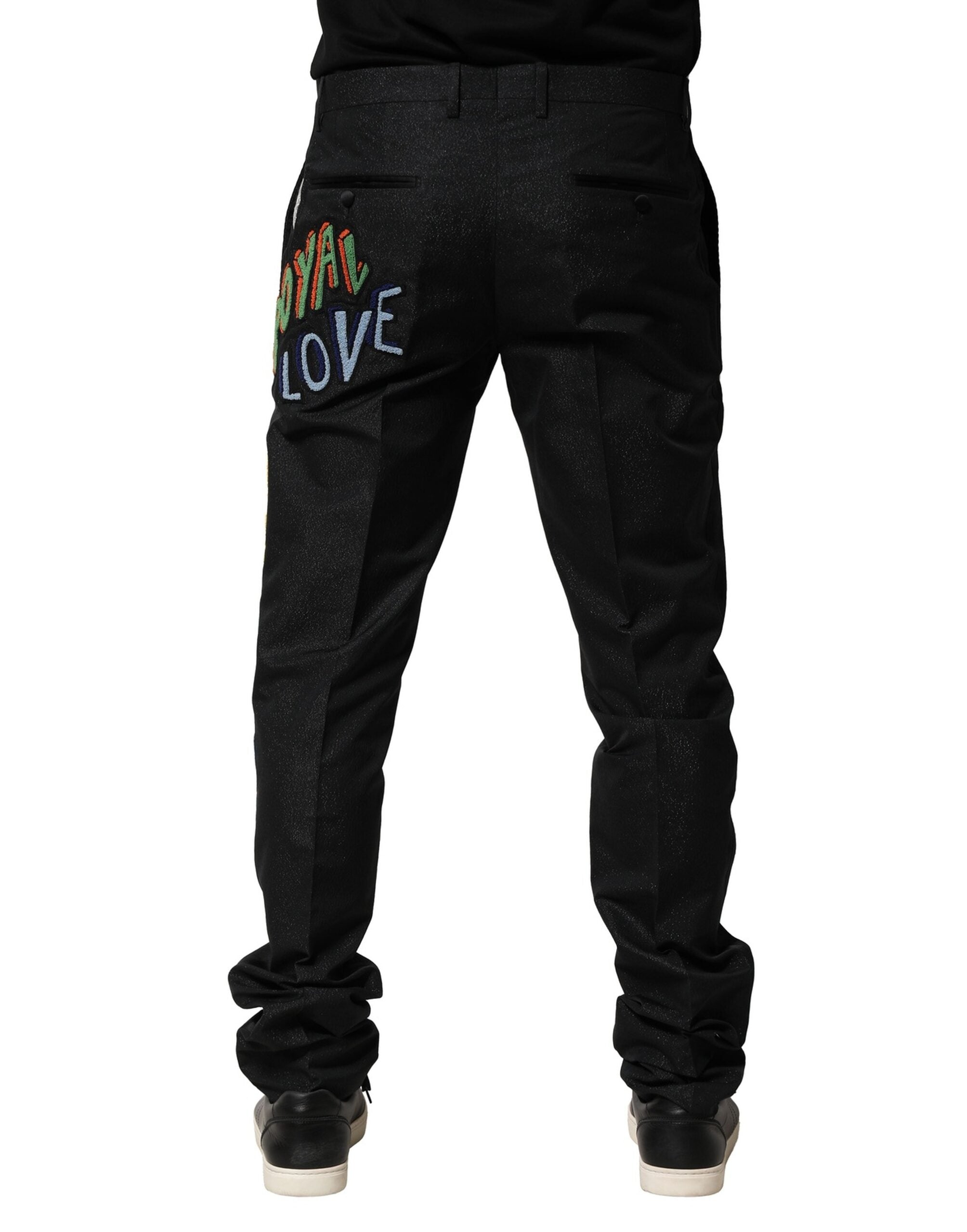 Black Graphic Embroidery Men Pants - ventzia