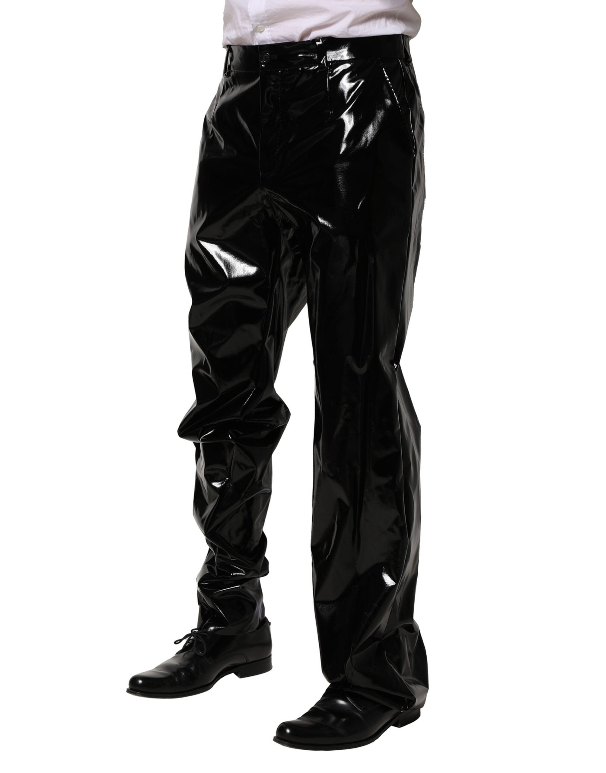 Black Nylon Straight Men Pants - ventzia