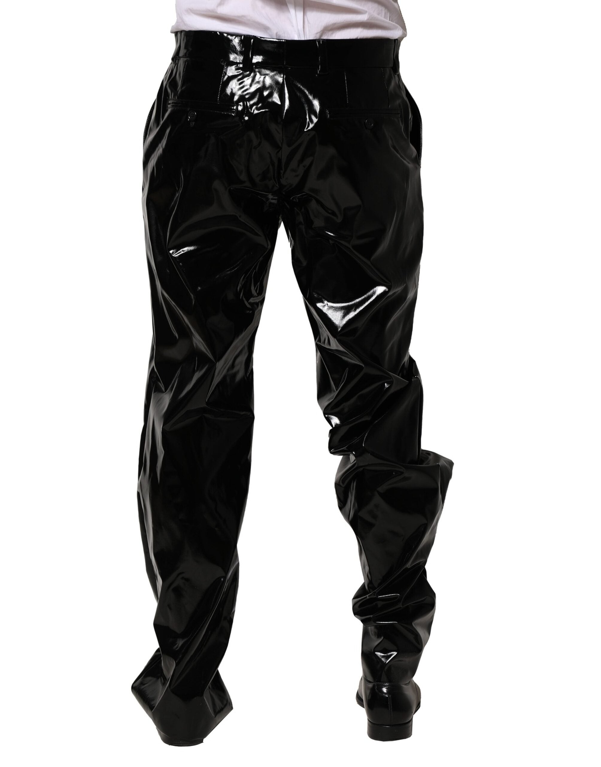 Black Nylon Straight Men Pants - ventzia