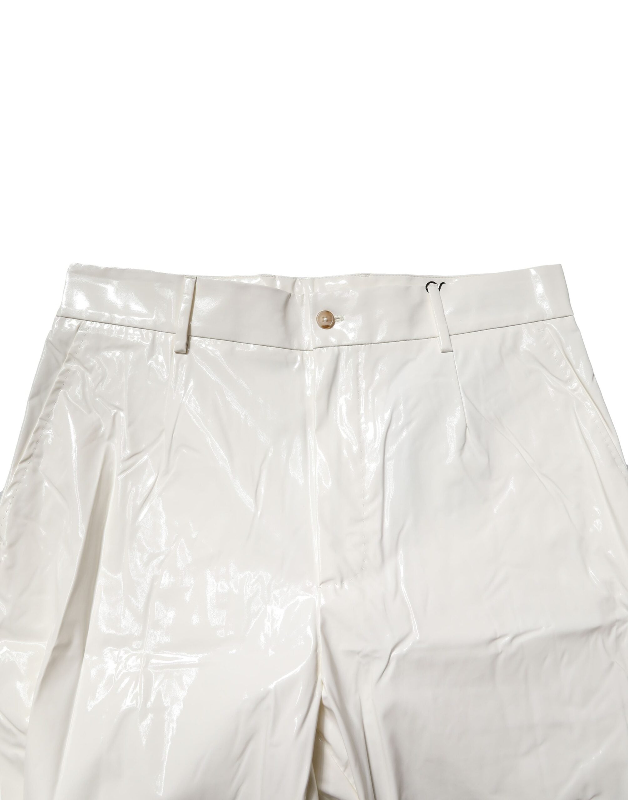 White Nylon Tapered Dress Men Pants - ventzia