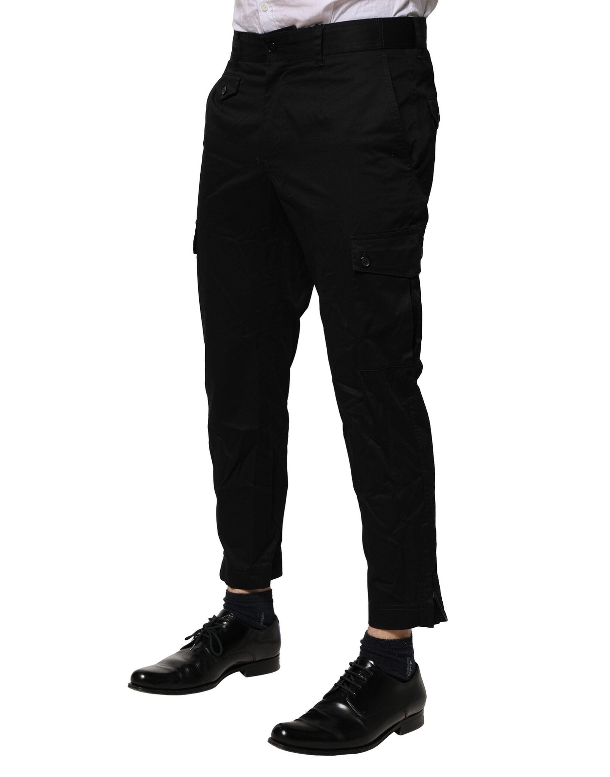 Black Cotton Dress Slim Formal Pants - ventzia