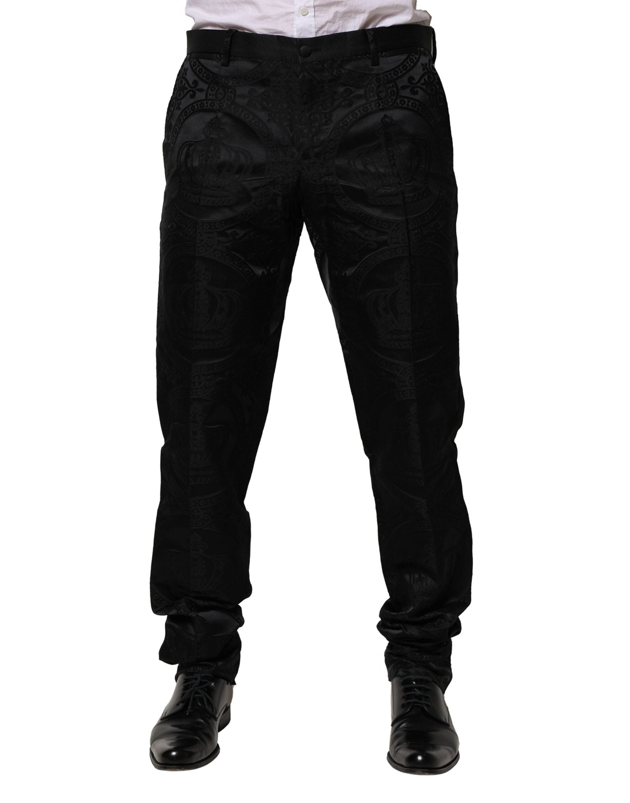 Black Cotton DG Crown Dress Pants - ventzia