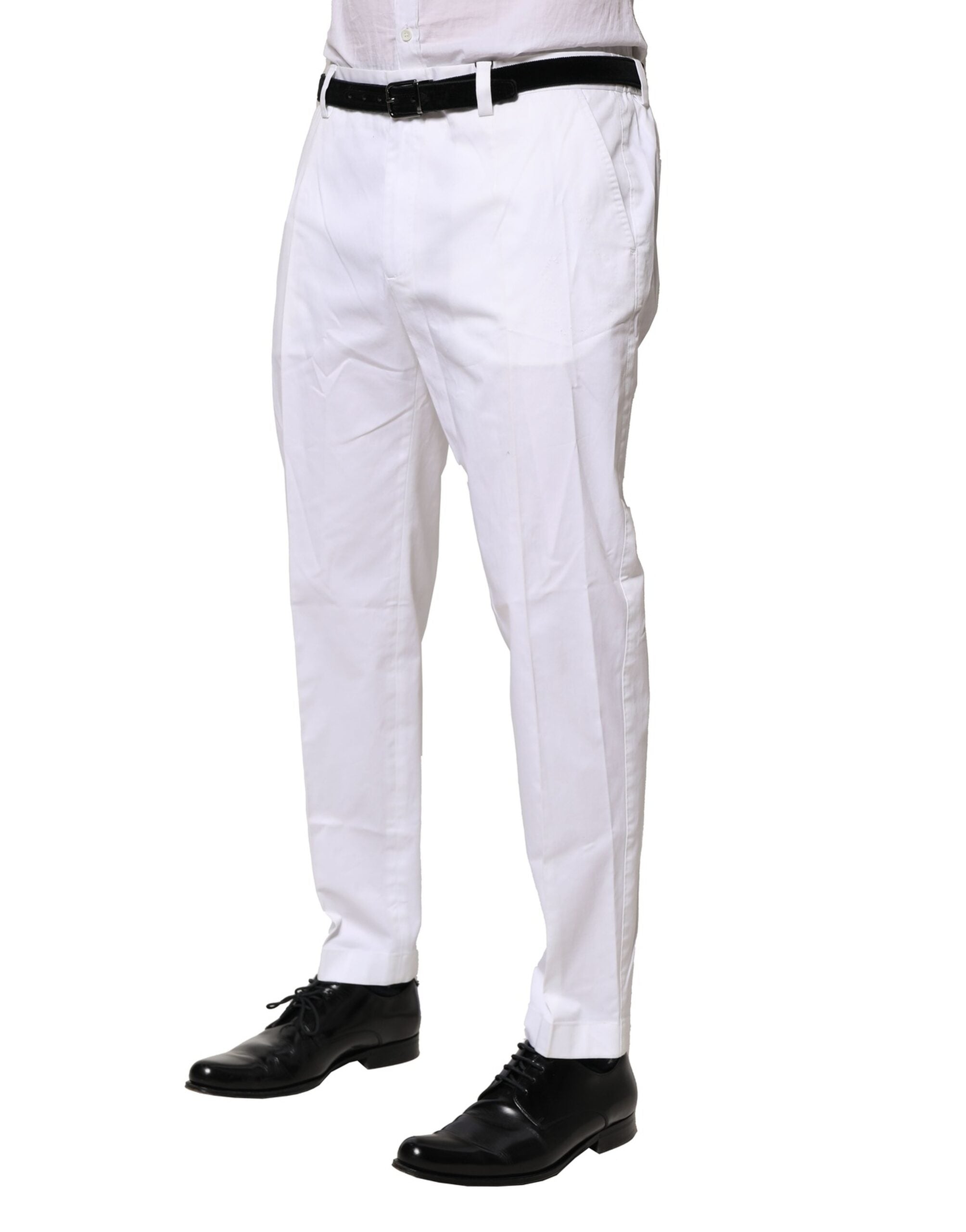 White Cotton Dress Slim Formal Pants - ventzia
