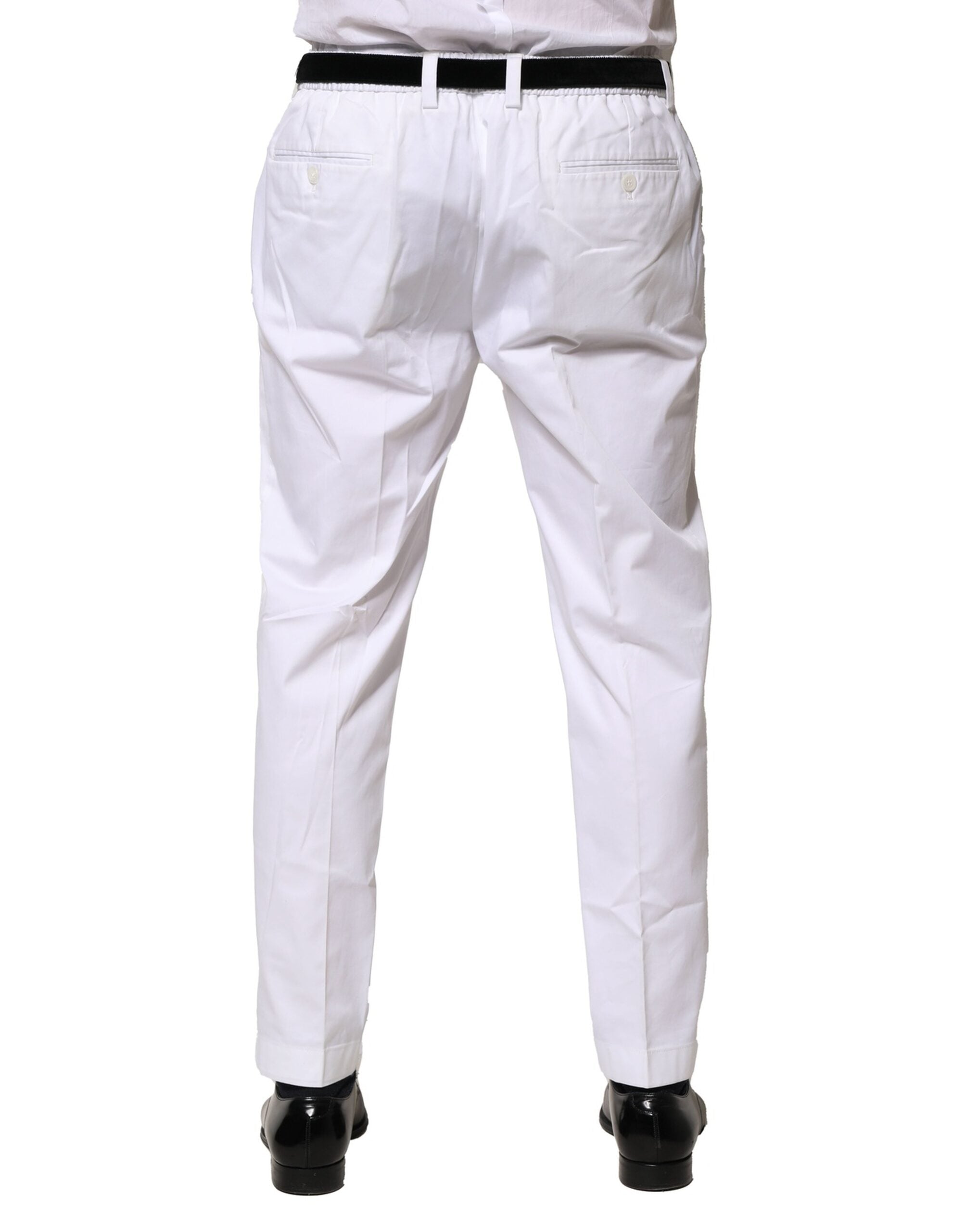 White Cotton Dress Slim Formal Pants - ventzia
