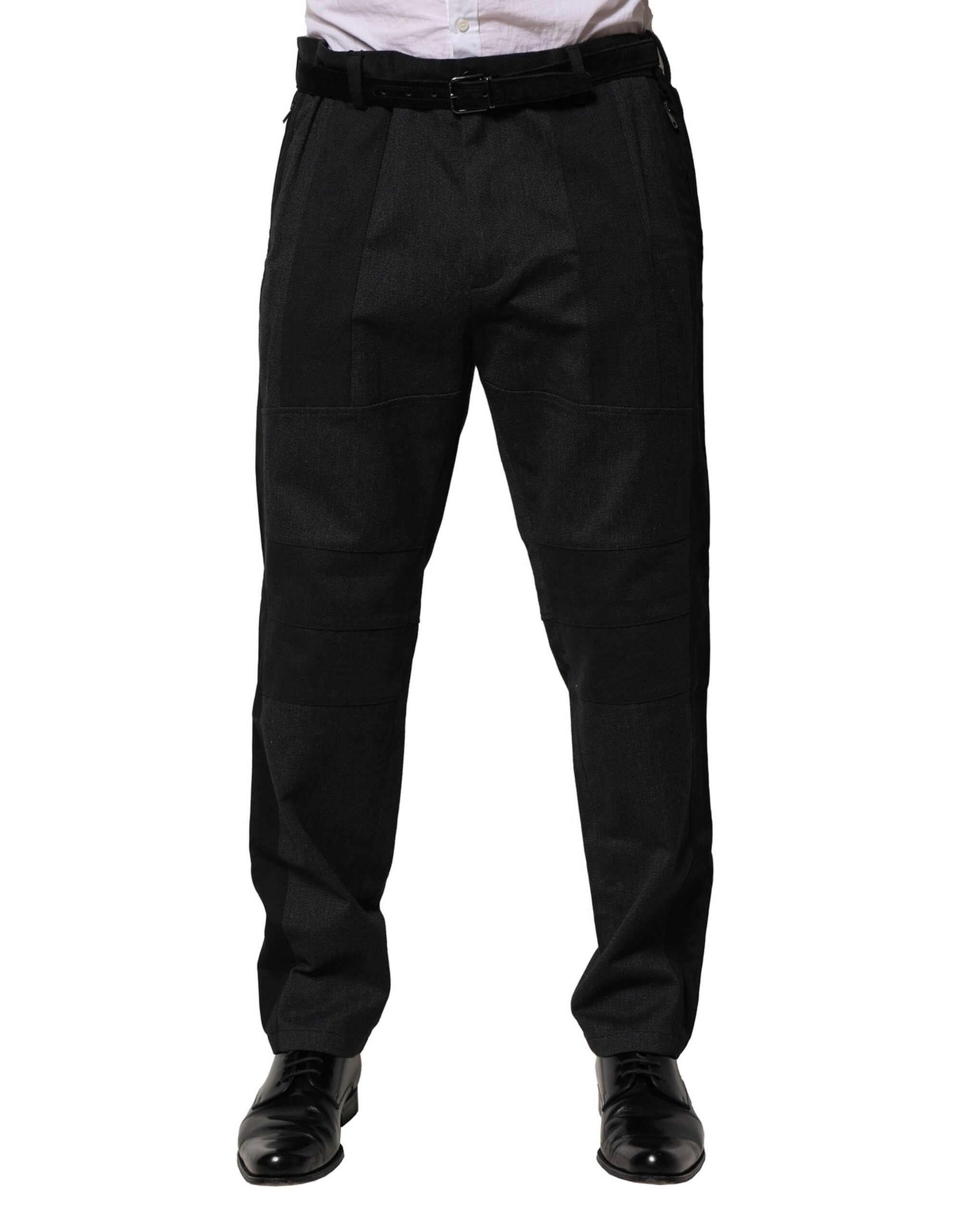 Black Cotton Dress Slim Formal Pants - ventzia