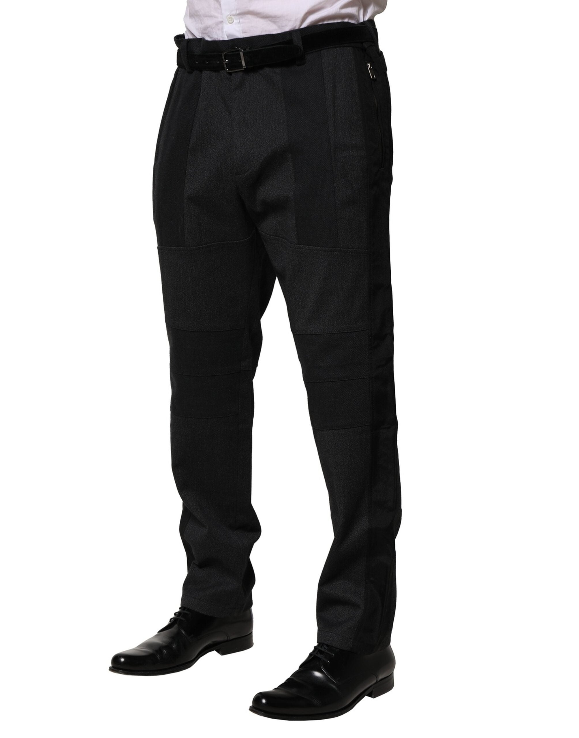 Black Cotton Dress Slim Formal Pants - ventzia