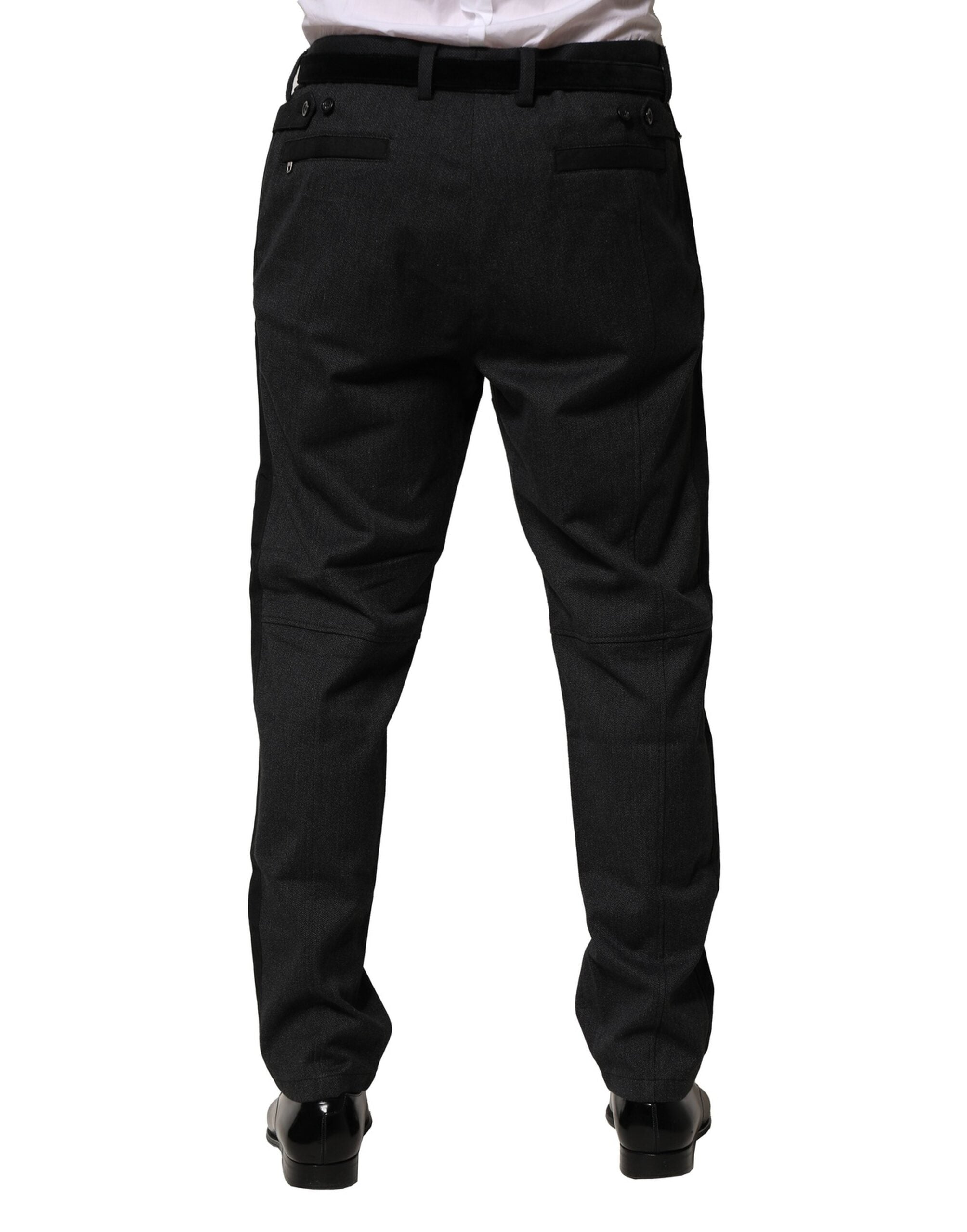 Black Cotton Dress Slim Formal Pants - ventzia