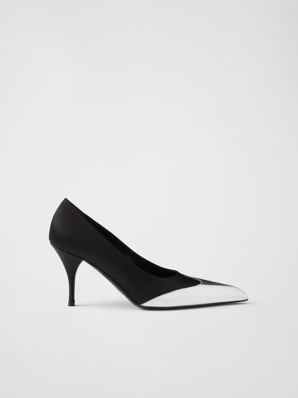 Black Satin And Metallic Silver Leather Pumps - ventzia