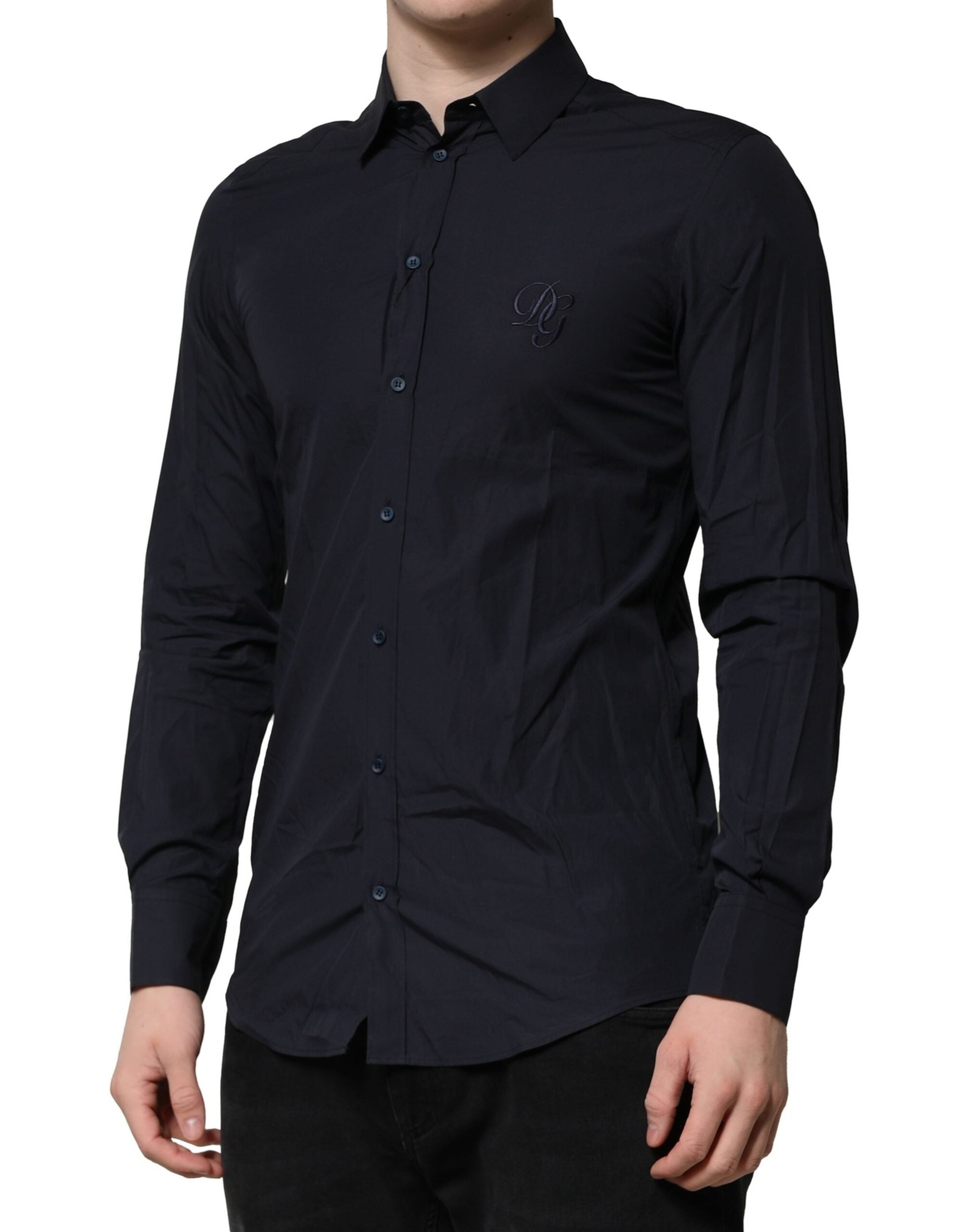 Dark Blue MARTINI Cotton Dress Formal Shirt - ventzia