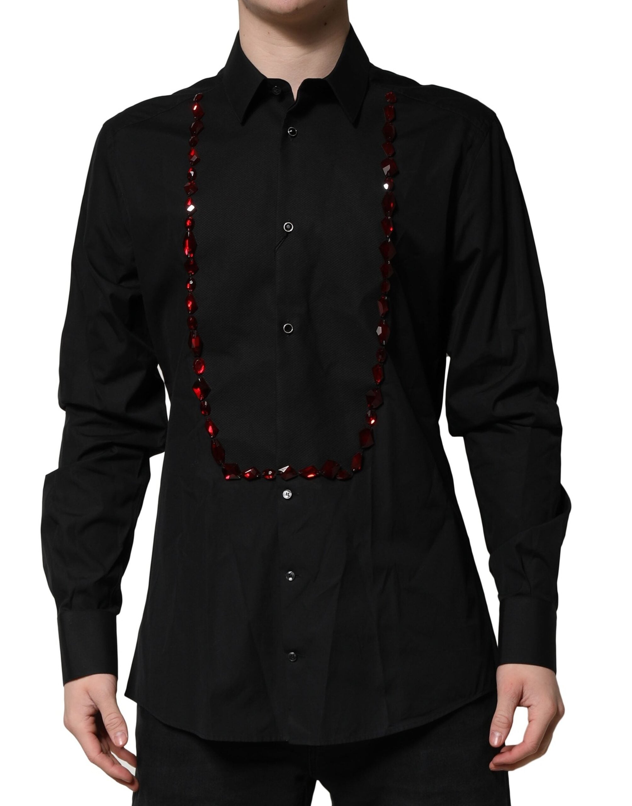 Black Crystal GOLD Formal Men Dress Shirt - ventzia