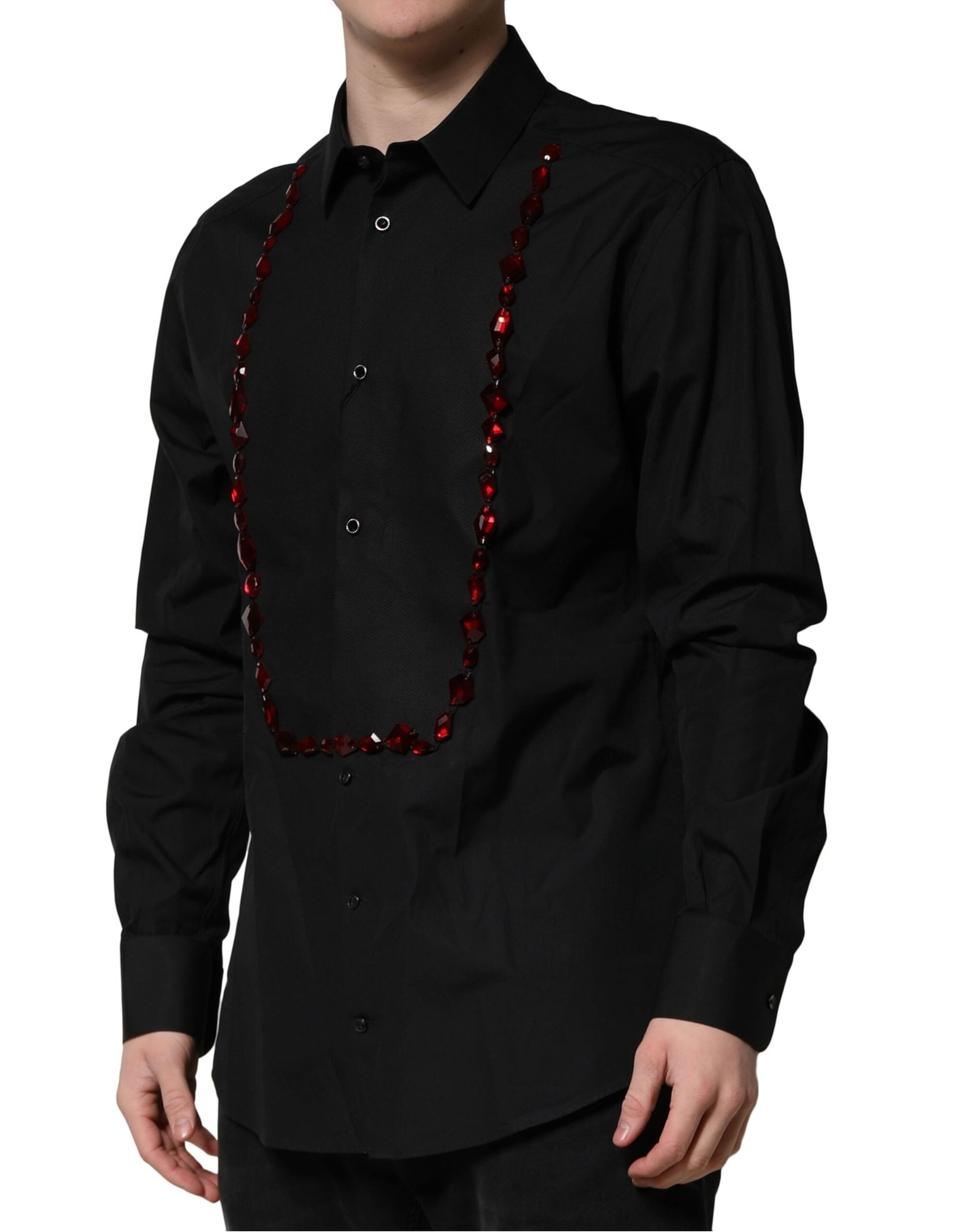 Black Crystal GOLD Formal Men Dress Shirt - ventzia