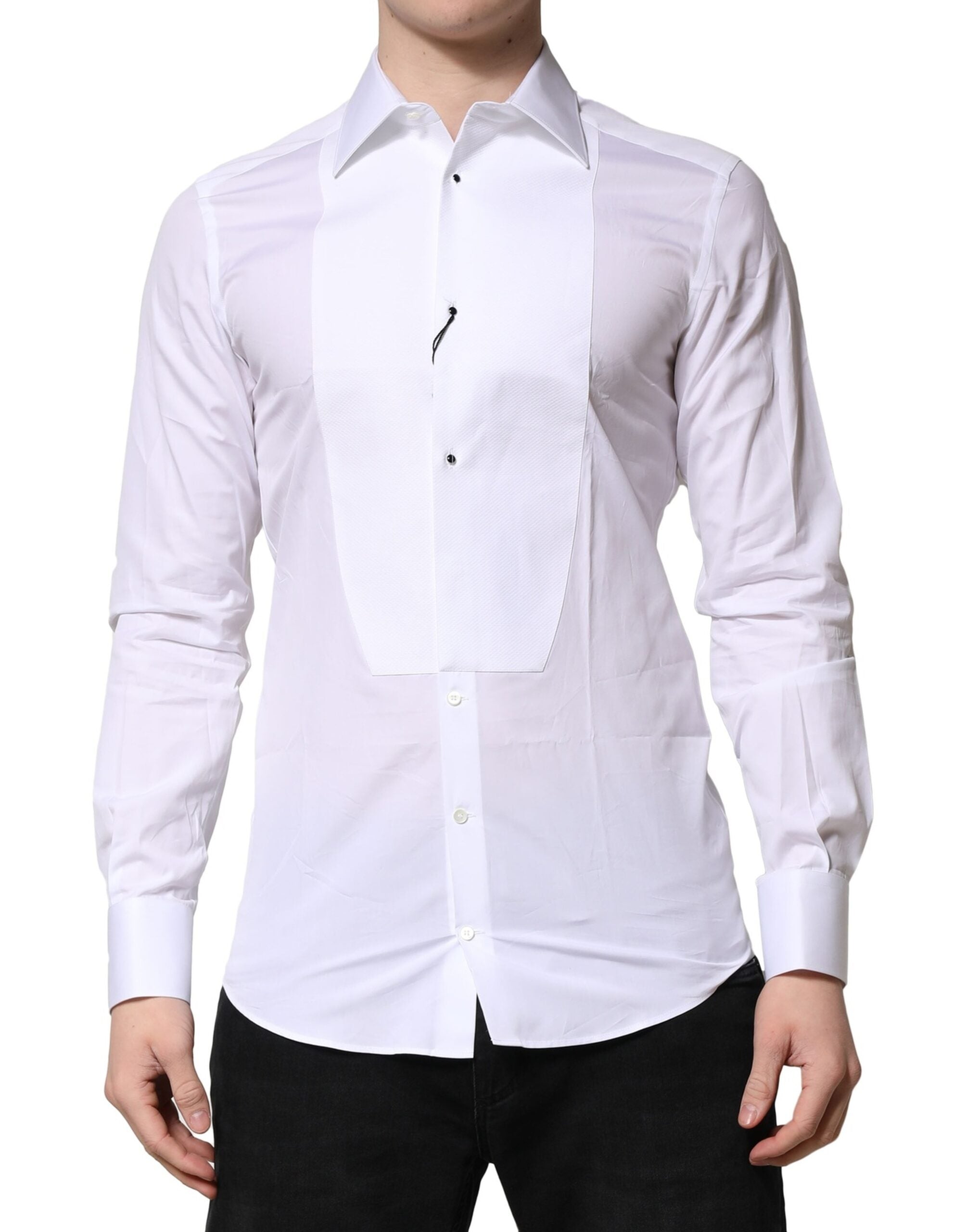 White GOLD Crown Cotton Dress Formal Shirt - ventzia