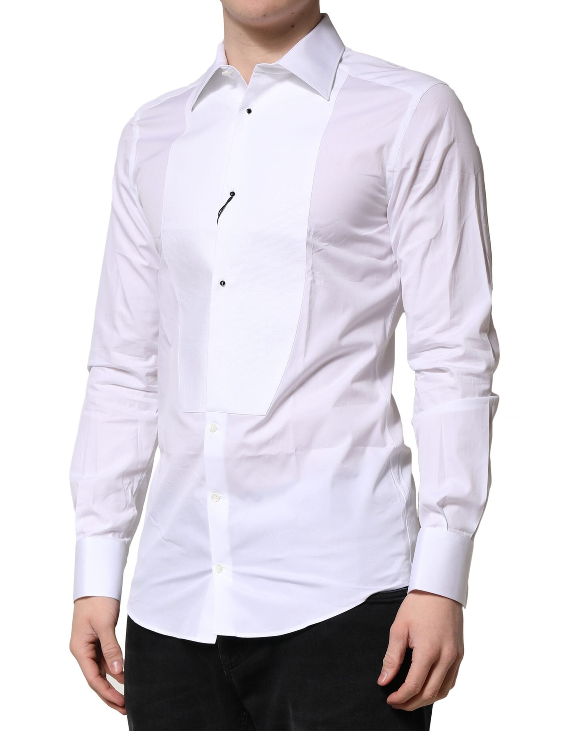 White GOLD Crown Cotton Dress Formal Shirt - ventzia