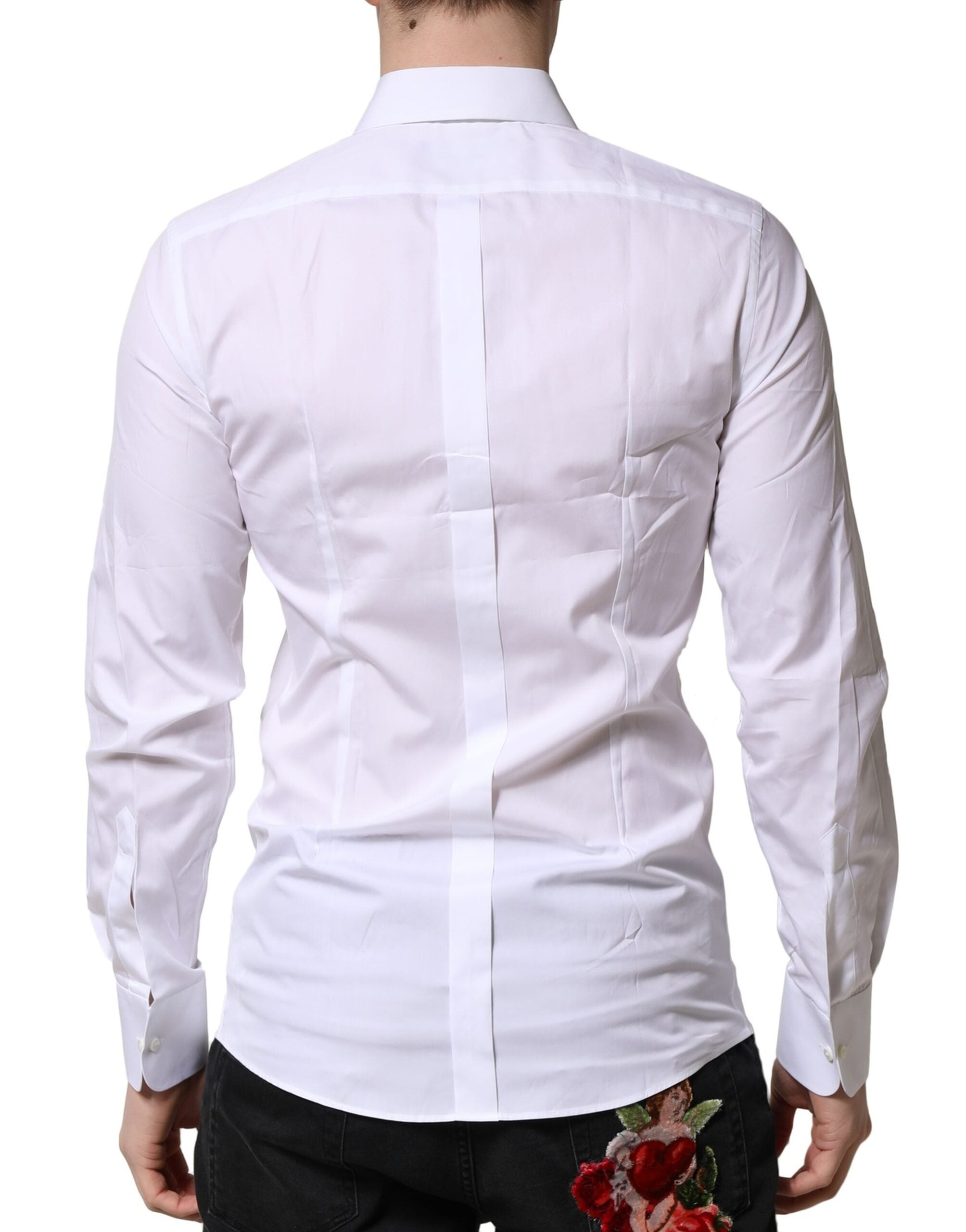 White GOLD Crown Cotton Dress Formal Shirt - ventzia
