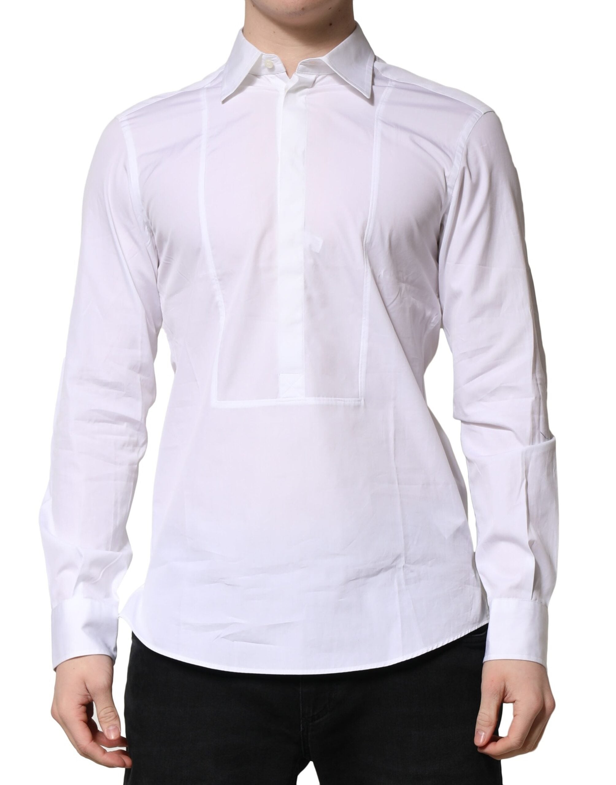 White Poplin Cotton Formal Men Dress Shirt - ventzia