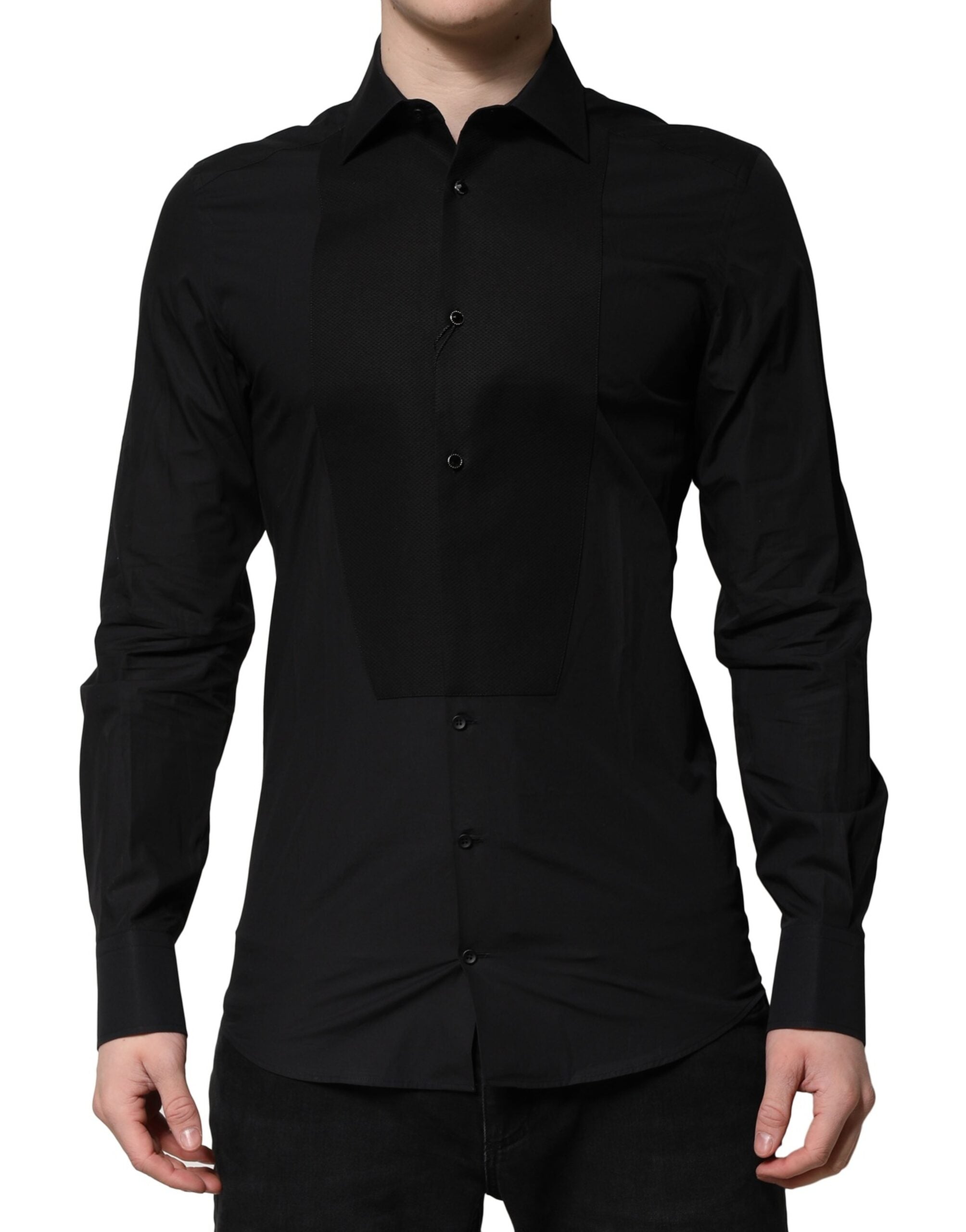 Black GOLD Long Sleeves Dress Formal Shirt - ventzia