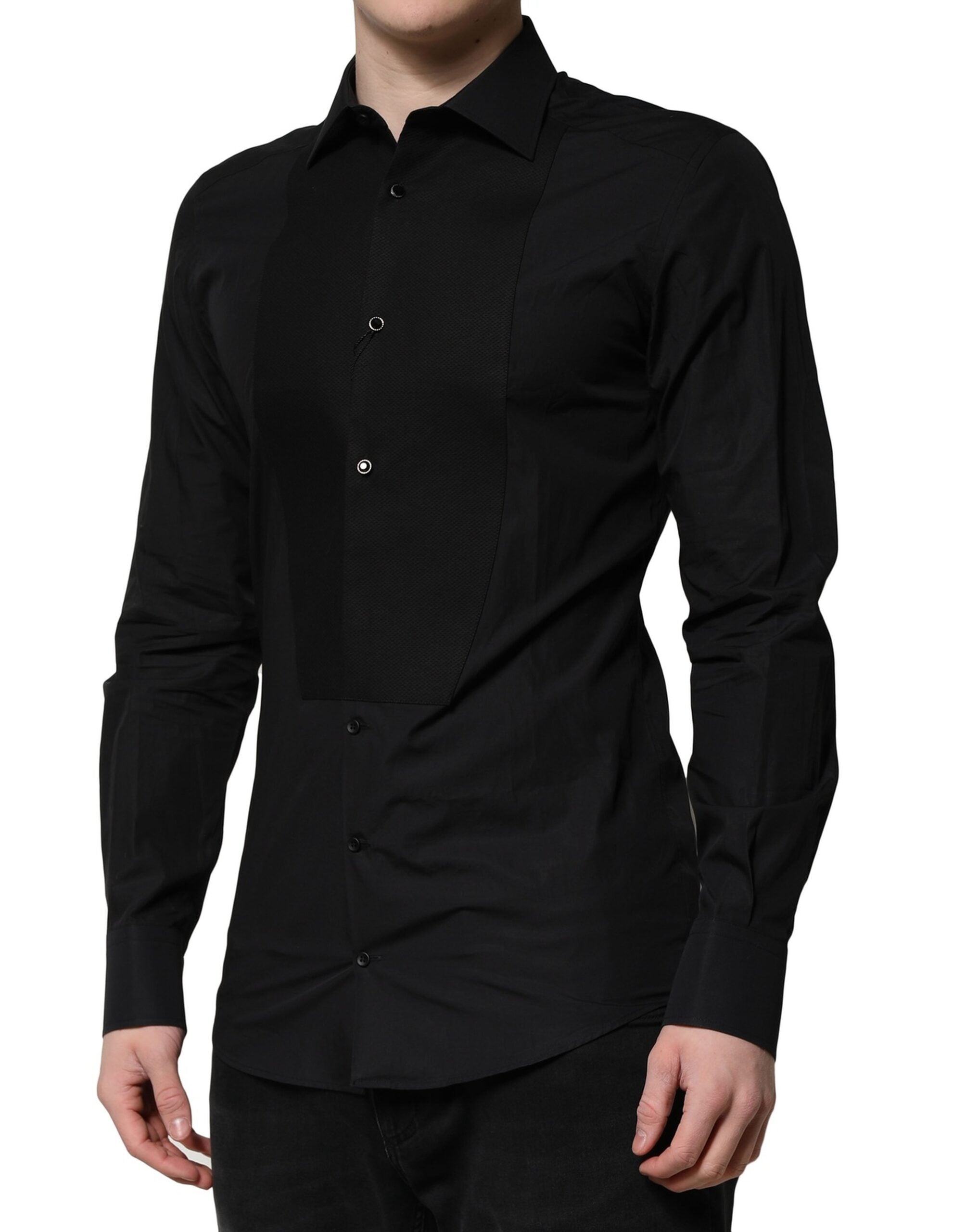 Black GOLD Long Sleeves Dress Formal Shirt - ventzia