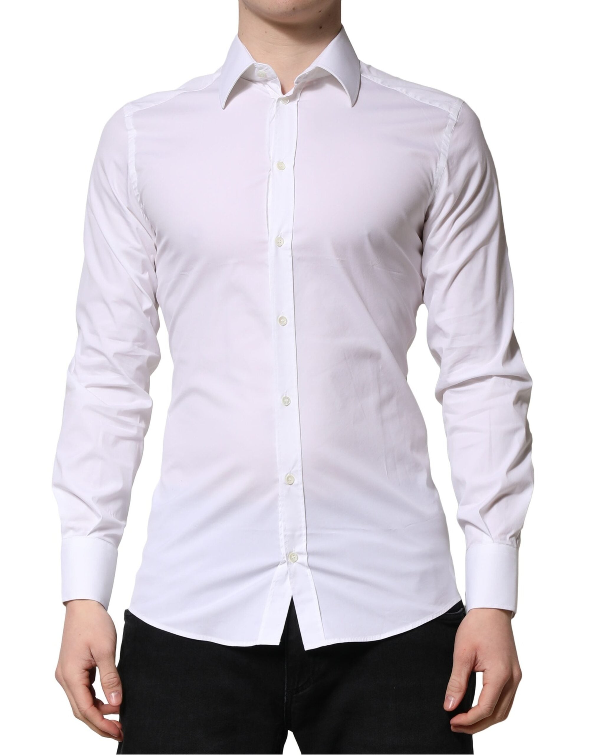 White GOLD Long Sleeves Men Dress Formal Shirt - ventzia